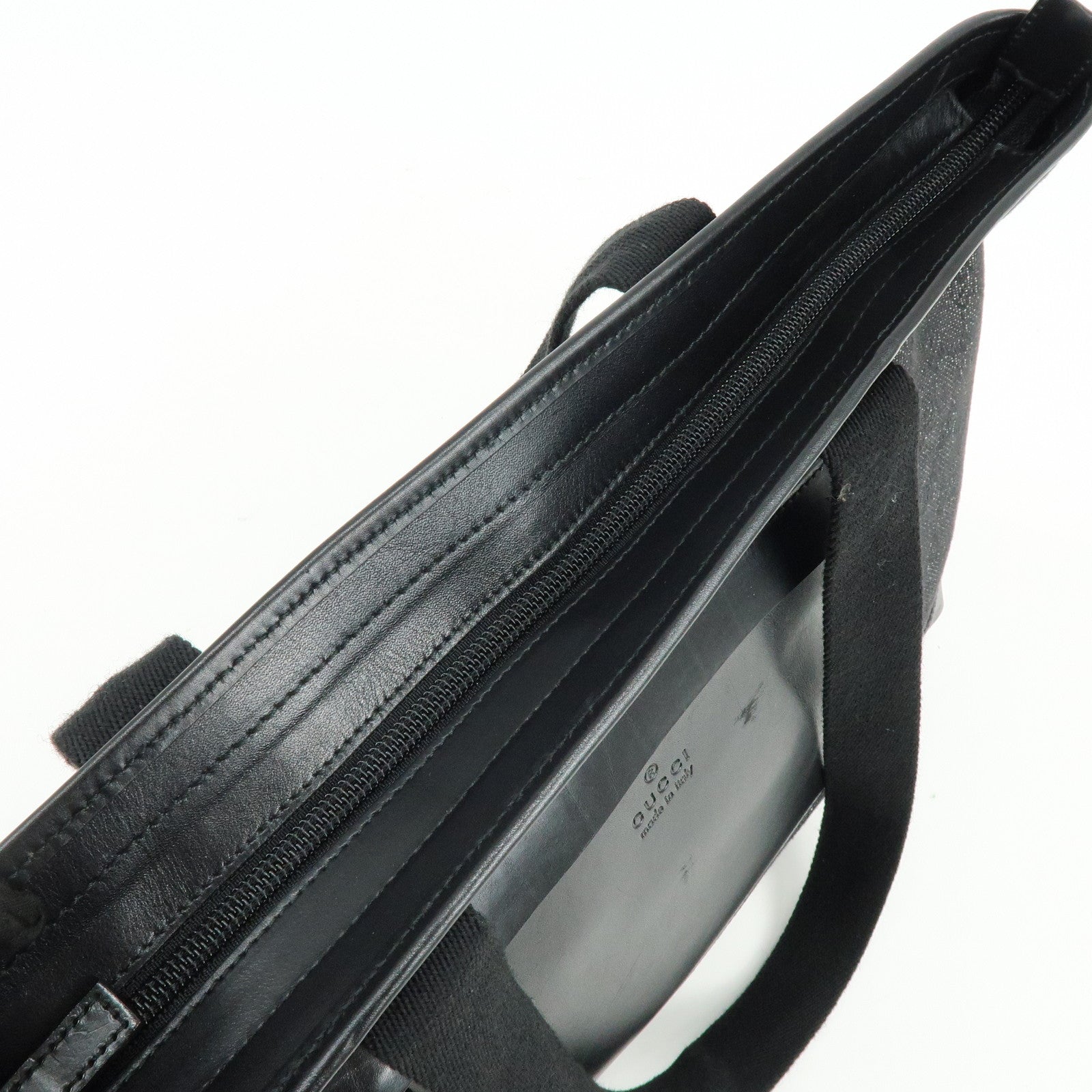 GUCCI GG Canvas Leather Tote Bag Shoulder Bag Black 34339