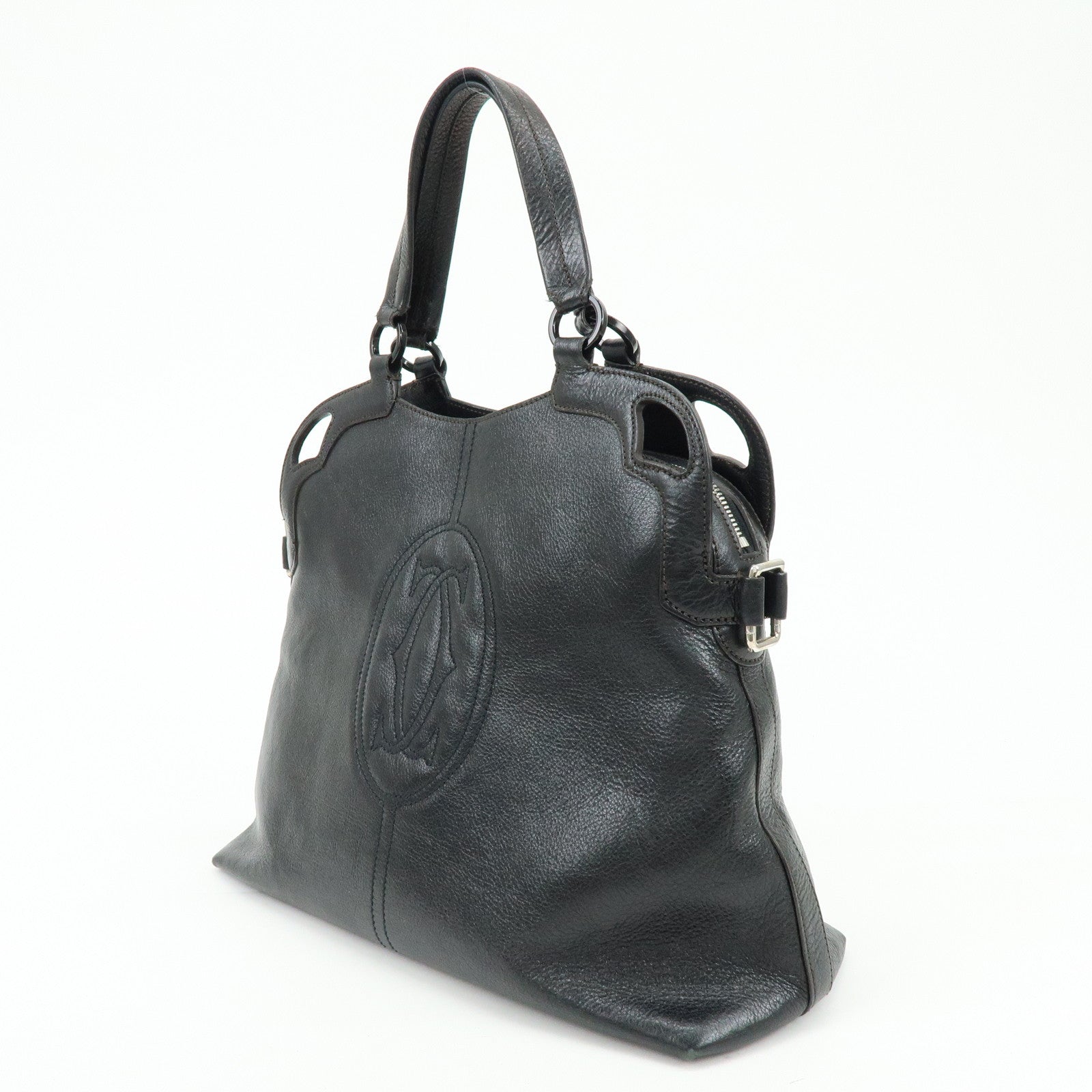 Cartier Marcello de Cartier Leather 2Way Shoulder Hand Bag Black