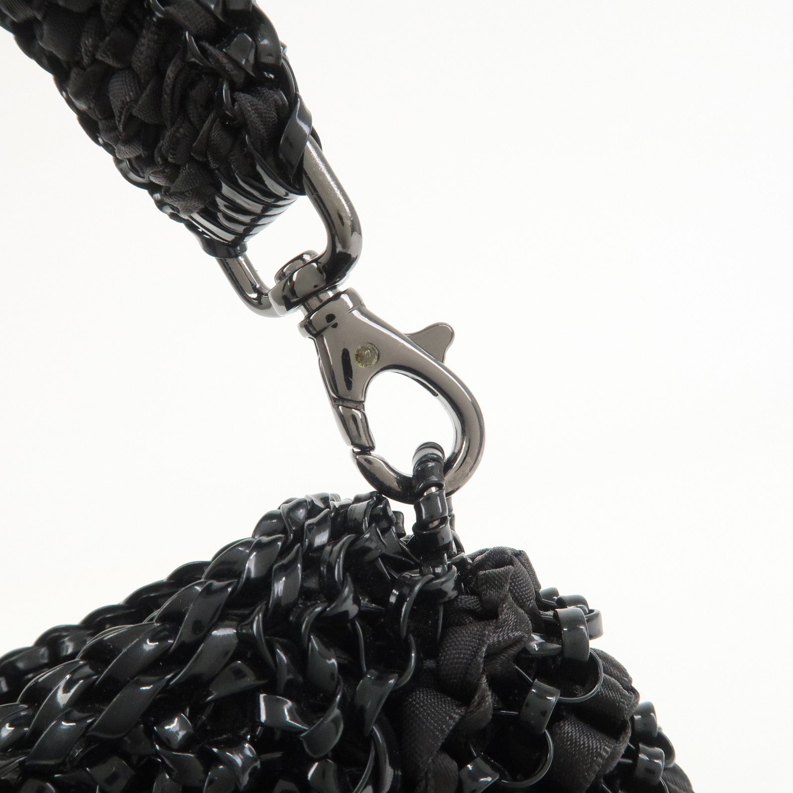 ANTEPRIMA Wire Bag PVC Satin Ribbon Shoulder Bag Hand Bag Black