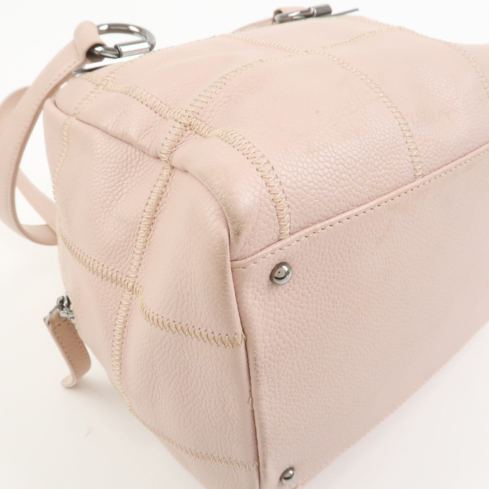 CHANEL Chocolate Bar COCO Mark Caviarskin Mini Boston Bag A26134