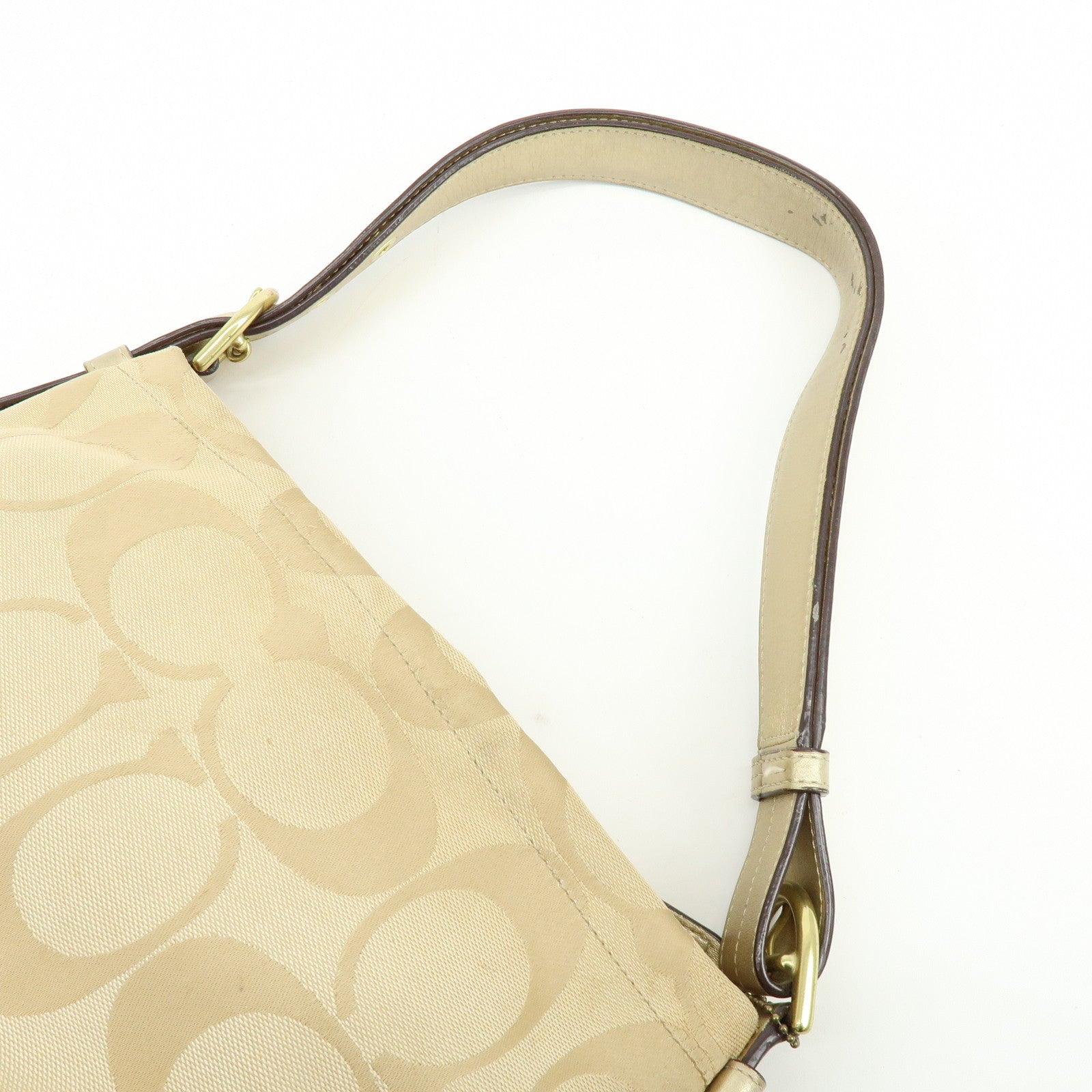 COACH Signature Set of 2 Canvas Leather Shoulder Bag Brown Beige