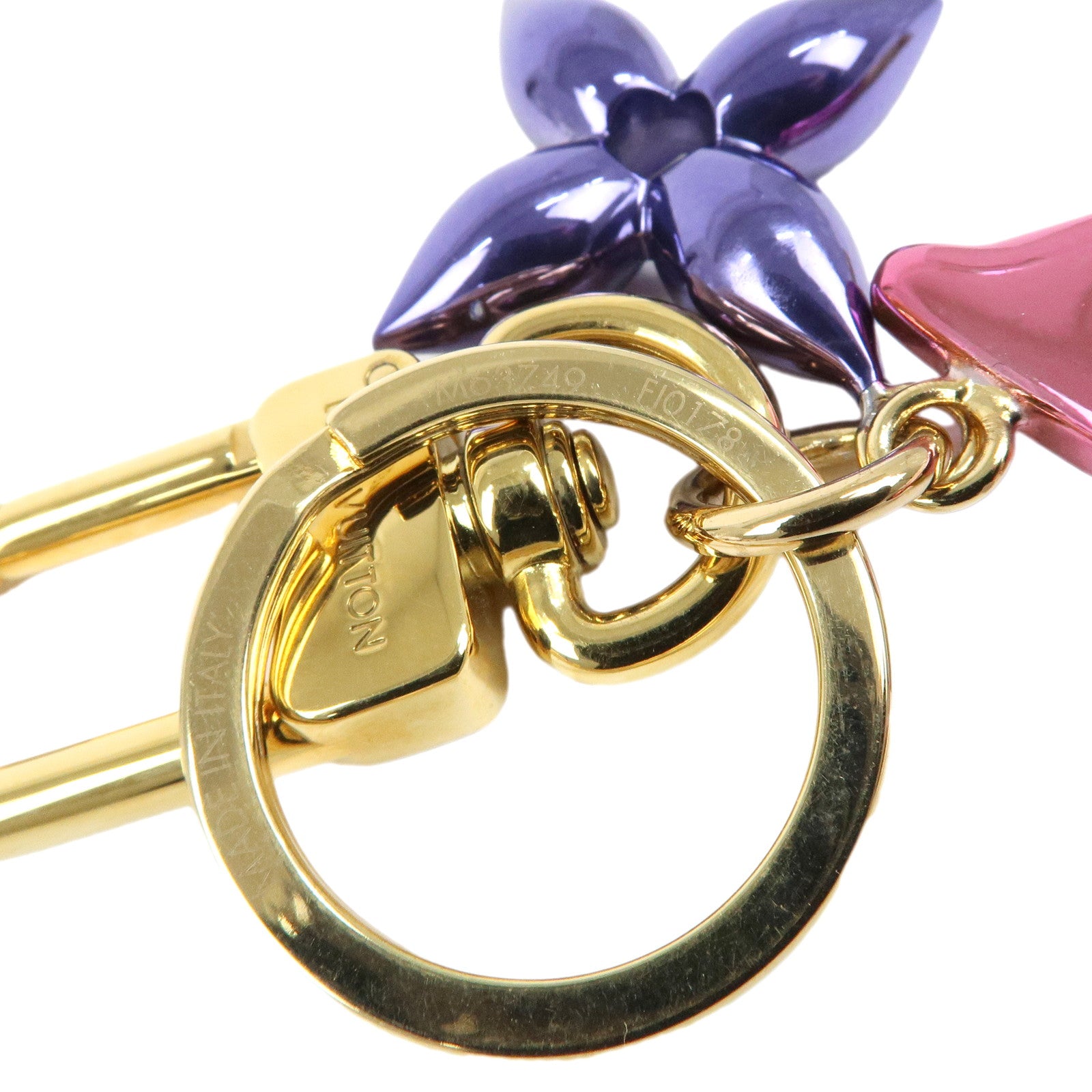 Louis Vuitton Porte Cles LV New Wave Bag Charm Gold Pink M63749