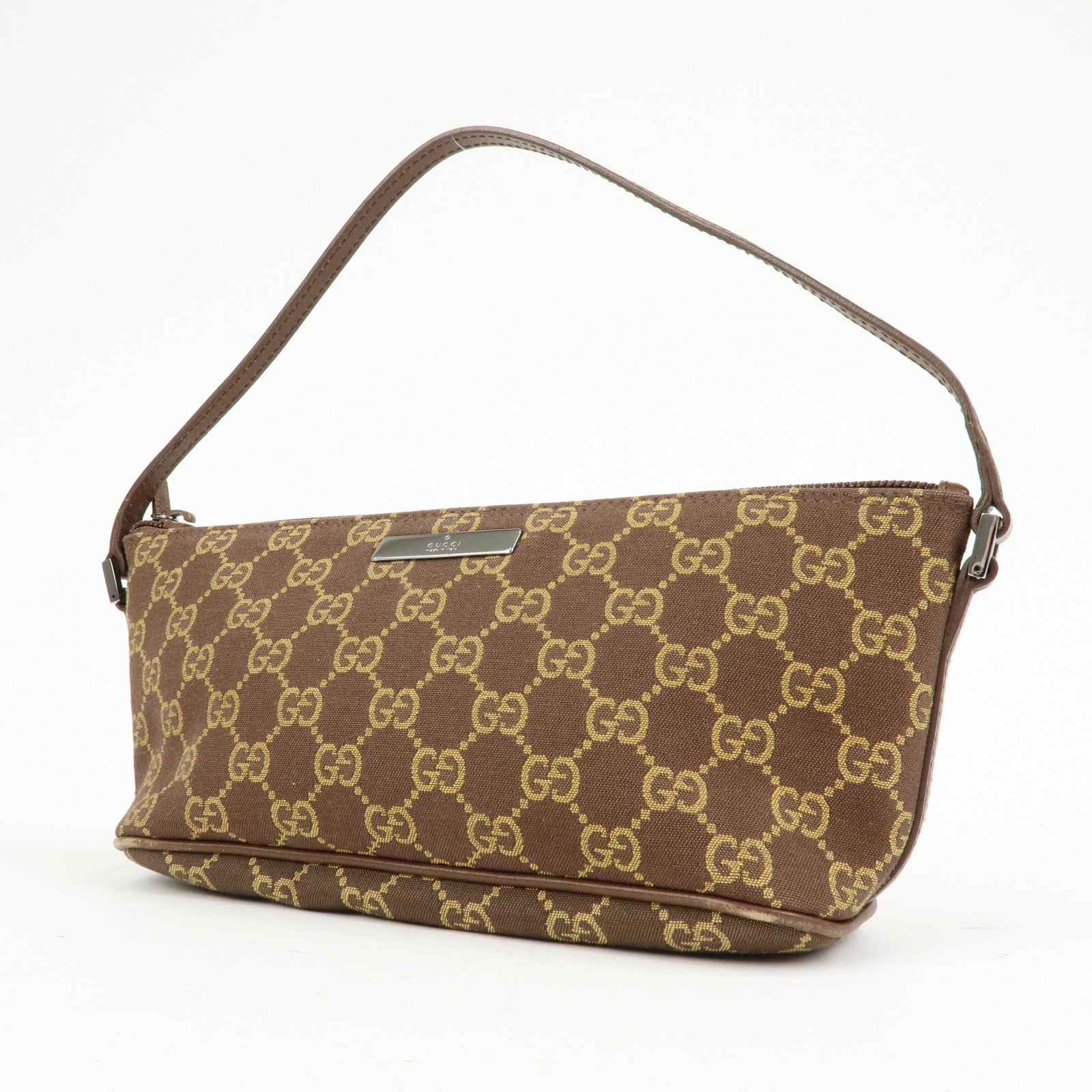 GUCCI Boat Bag GG Canvas Accessory Pouch Hand Bag Brown 039.1103