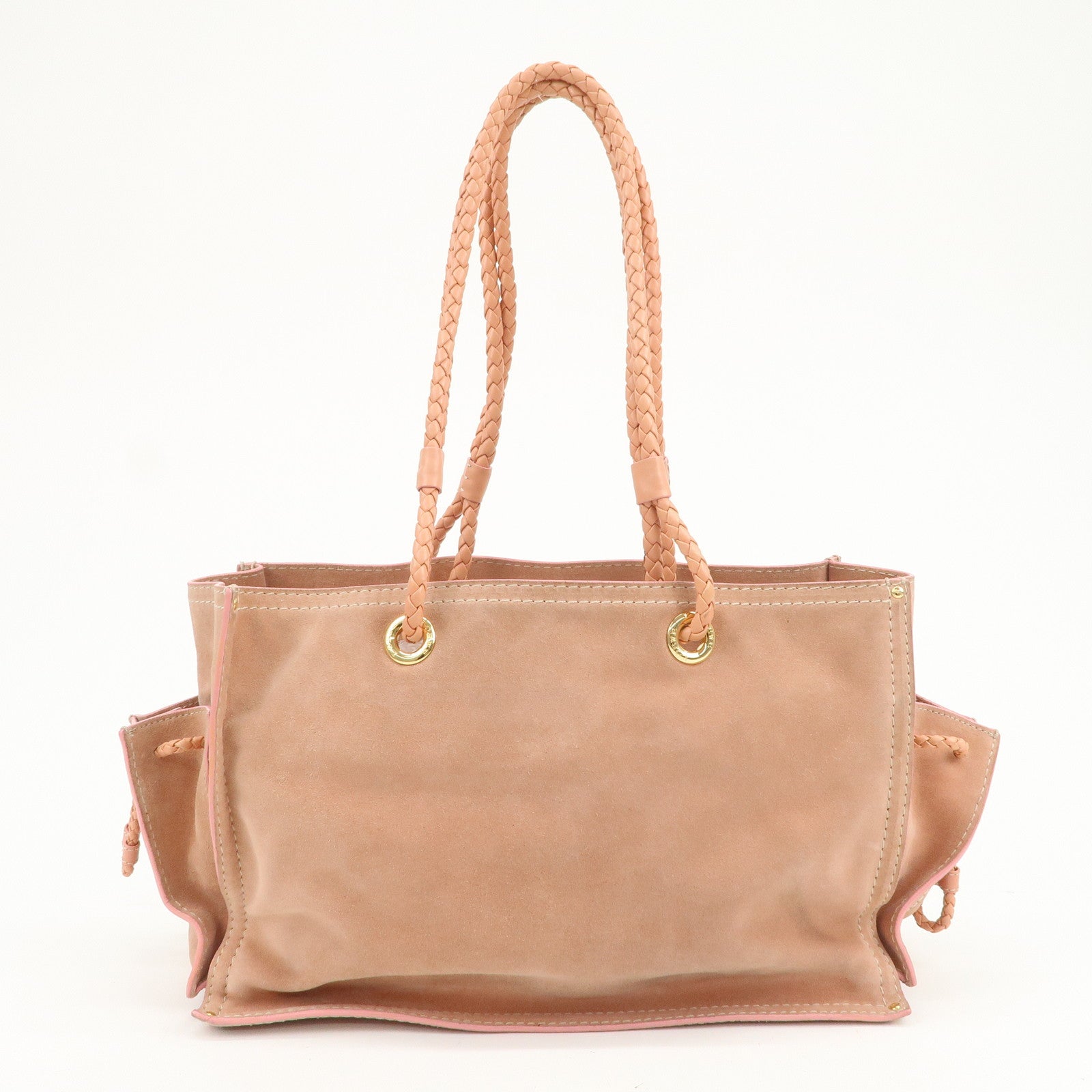 LOEWE Logo Suede Leather Tote Bag Shoulder Bag Pink