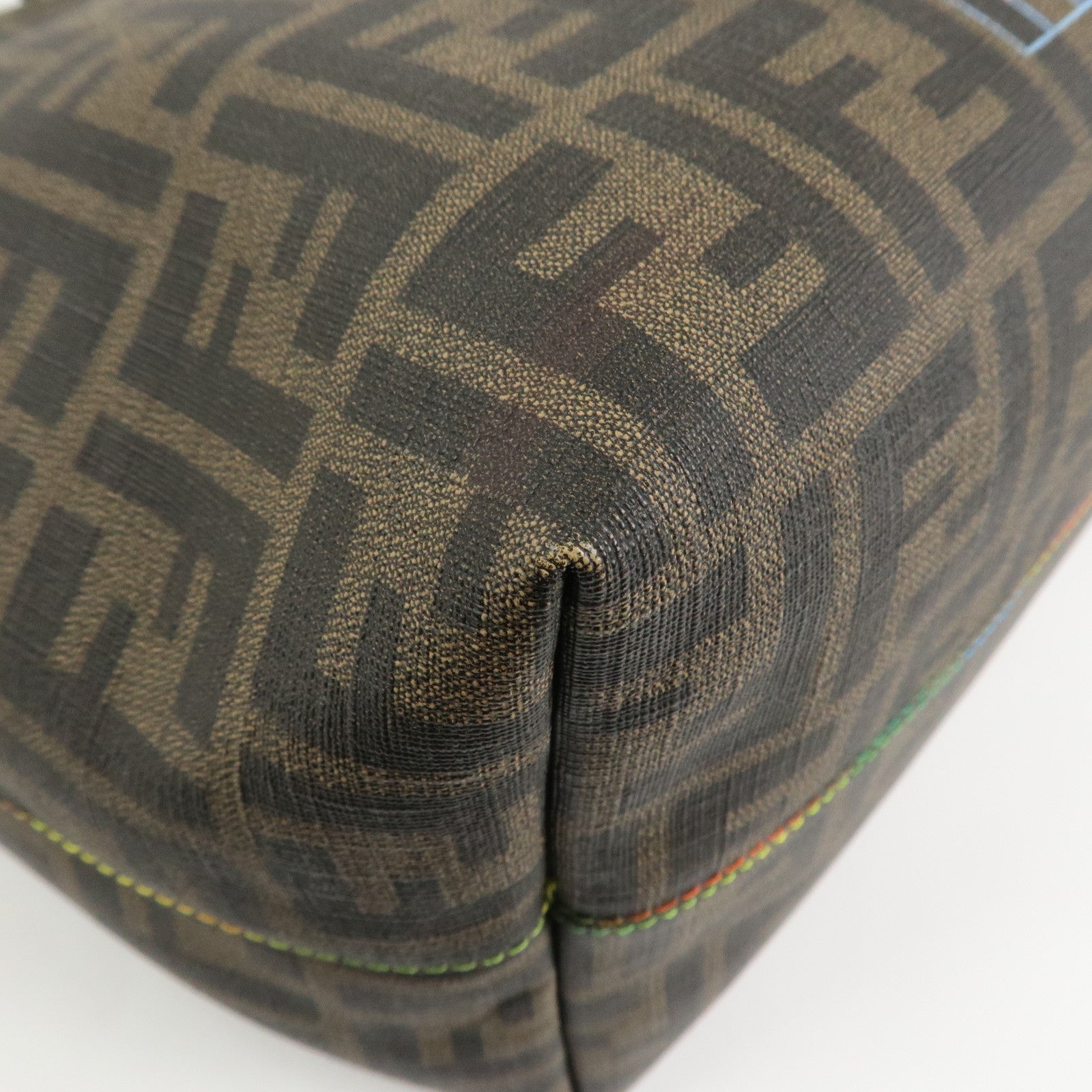FENDI Zucca PVC Canvas Tote Bag Shoulder Bag Brown Black 8BH199