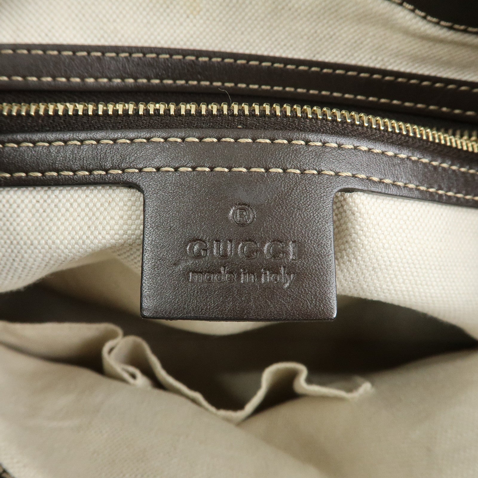 GUCCI Mayfair GG Canvas Leather Hand Bag Beige Brown 269894