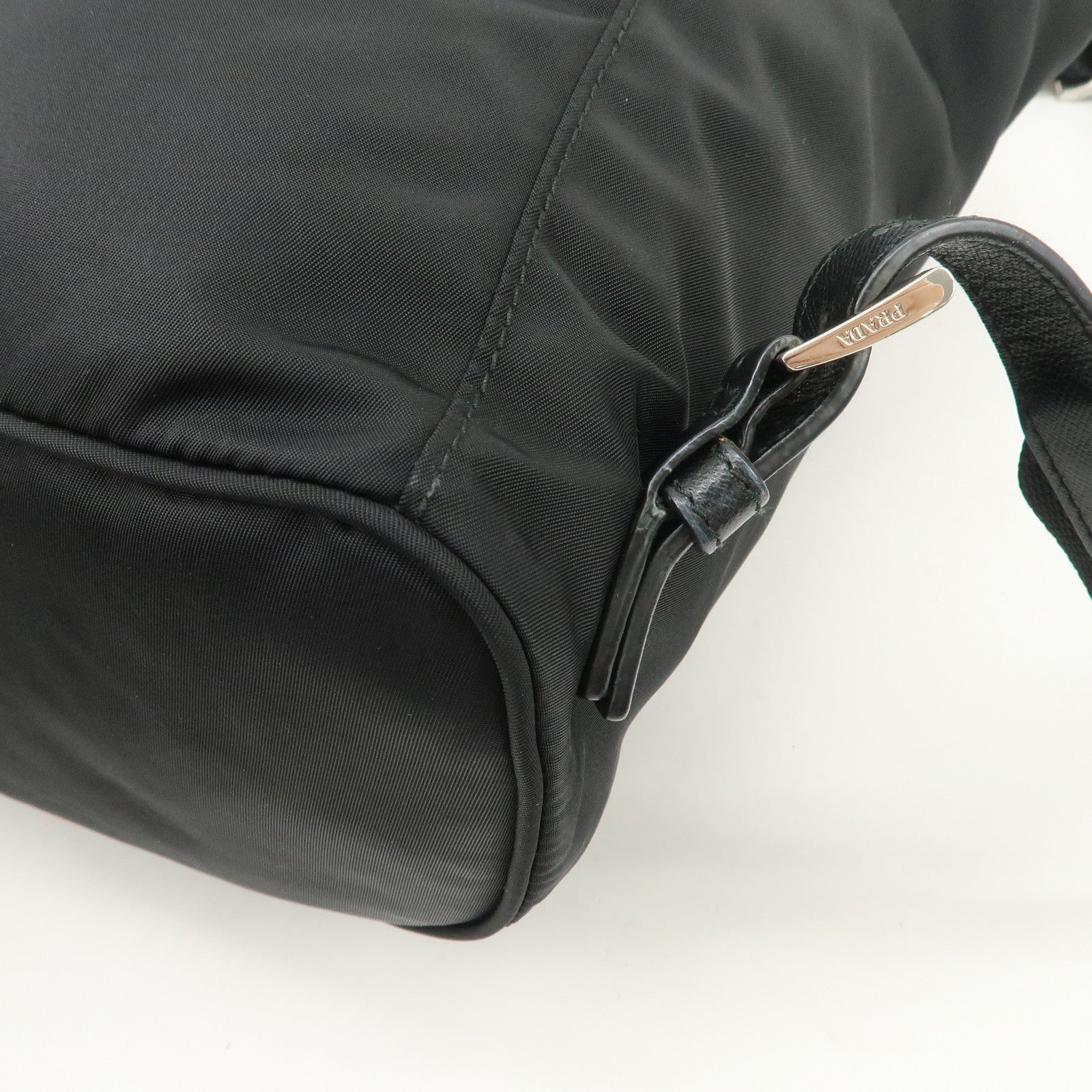 PRADA Triangle Logo Nylon Leather Backpack Rucksack Black 1BZ032