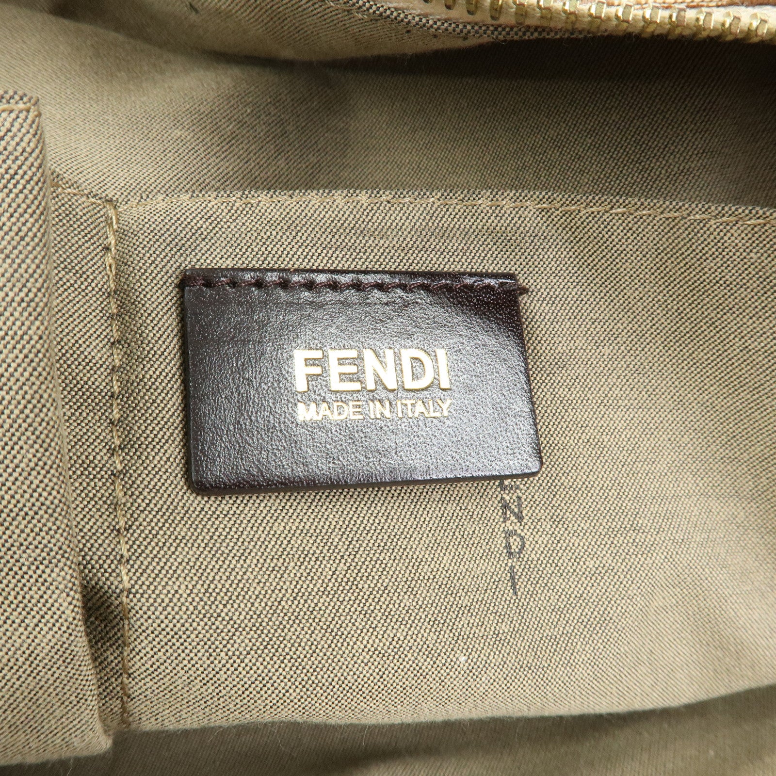 FENDI Canvas Leather Tote Bag Hand Bag Animal Print Brown 8BR628