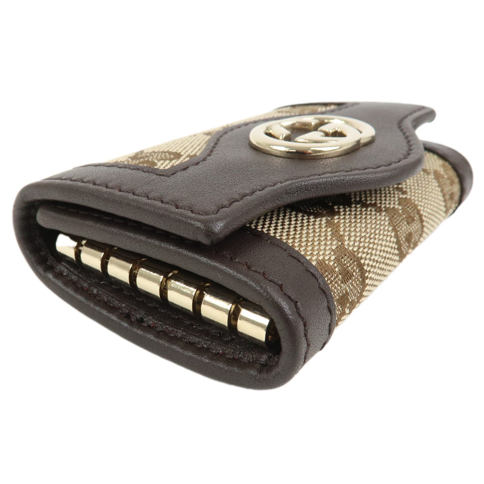 GUCCI Sukey GG Canvas Leather 6 Ring Key Case Beige Brown 282432