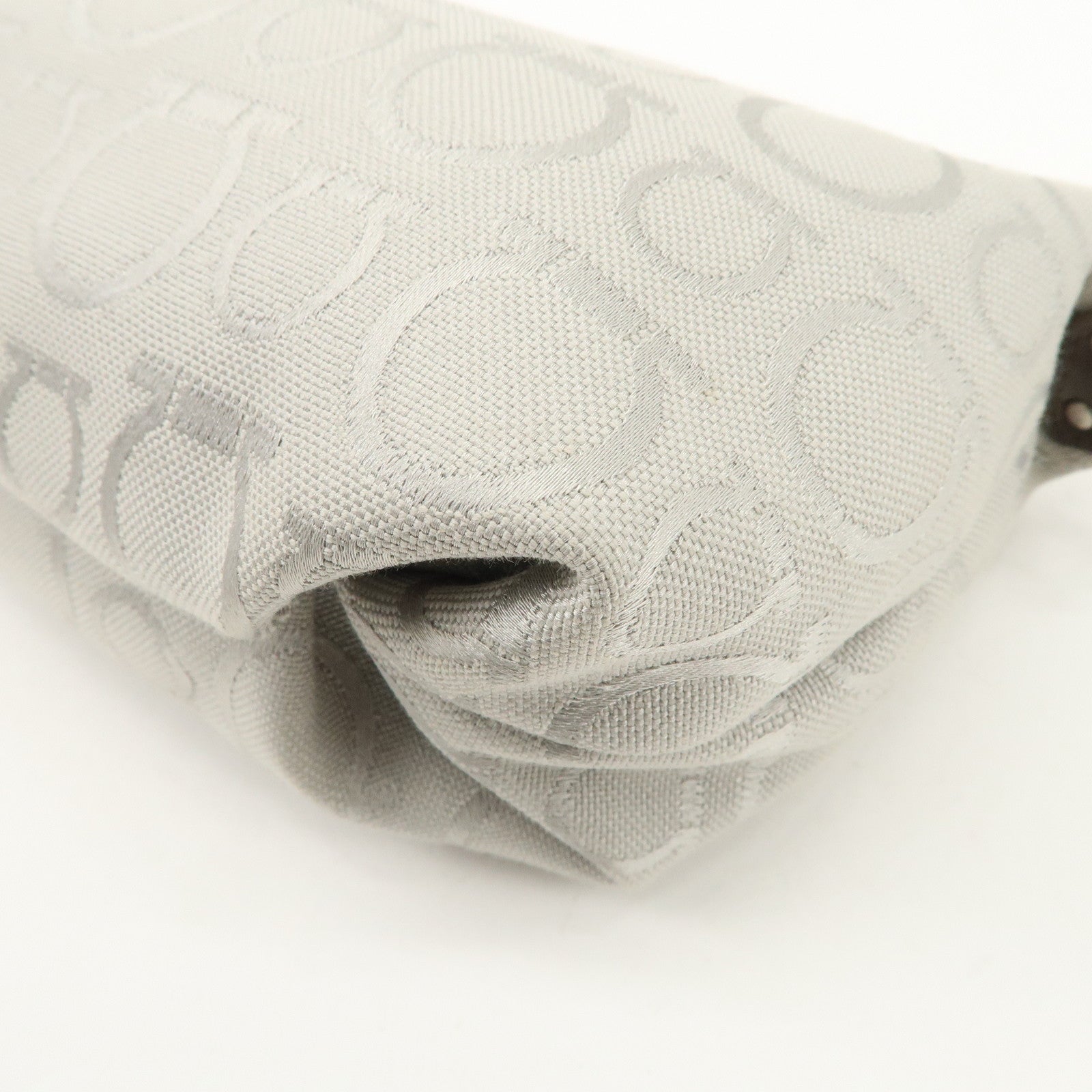 Ferragamo Gancini Leather Canvas Shoulder Bag Brown Silver Used