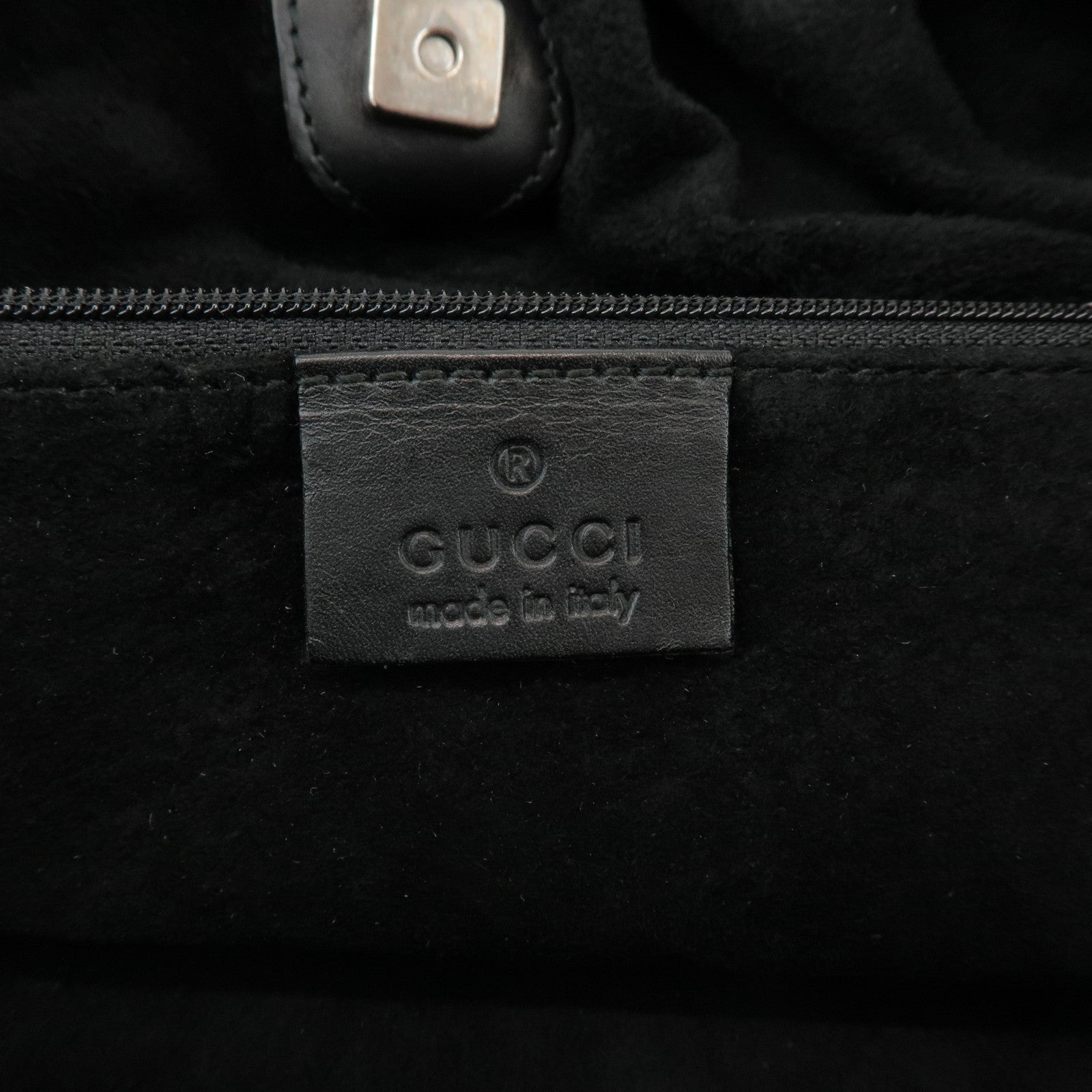 GUCCI Suede Leather Hand Bag Shoulder Bag Black 0014335