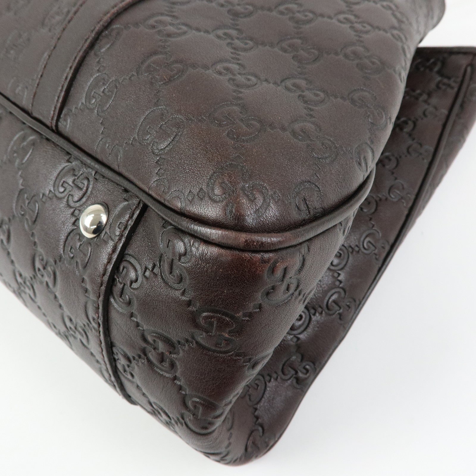 GUCCI GG Twins Guccissima Leather Tote Bag Dark Brown 232956