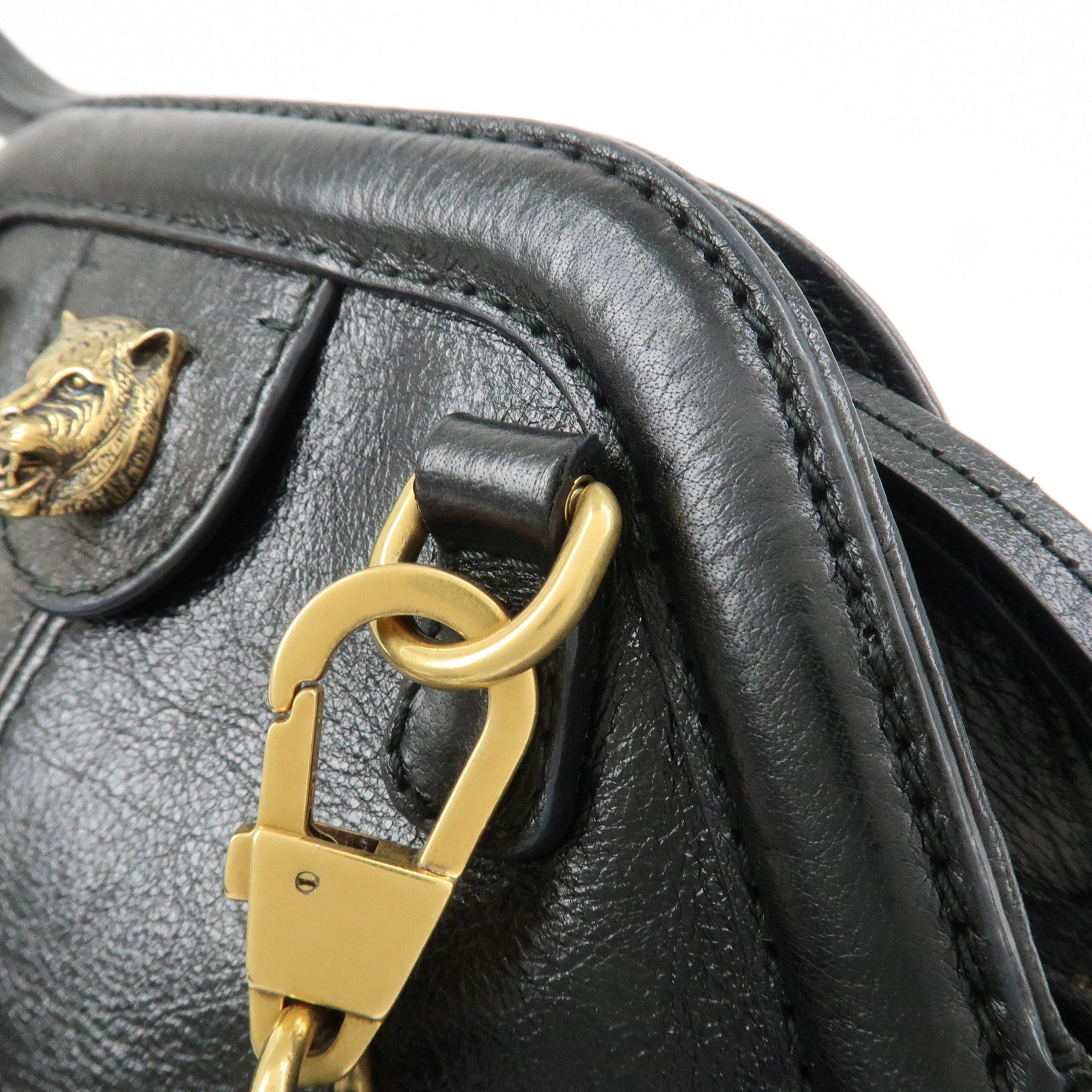 GUCCI Animalier Liber Small Cat Head Shoulder Bag Black 524620