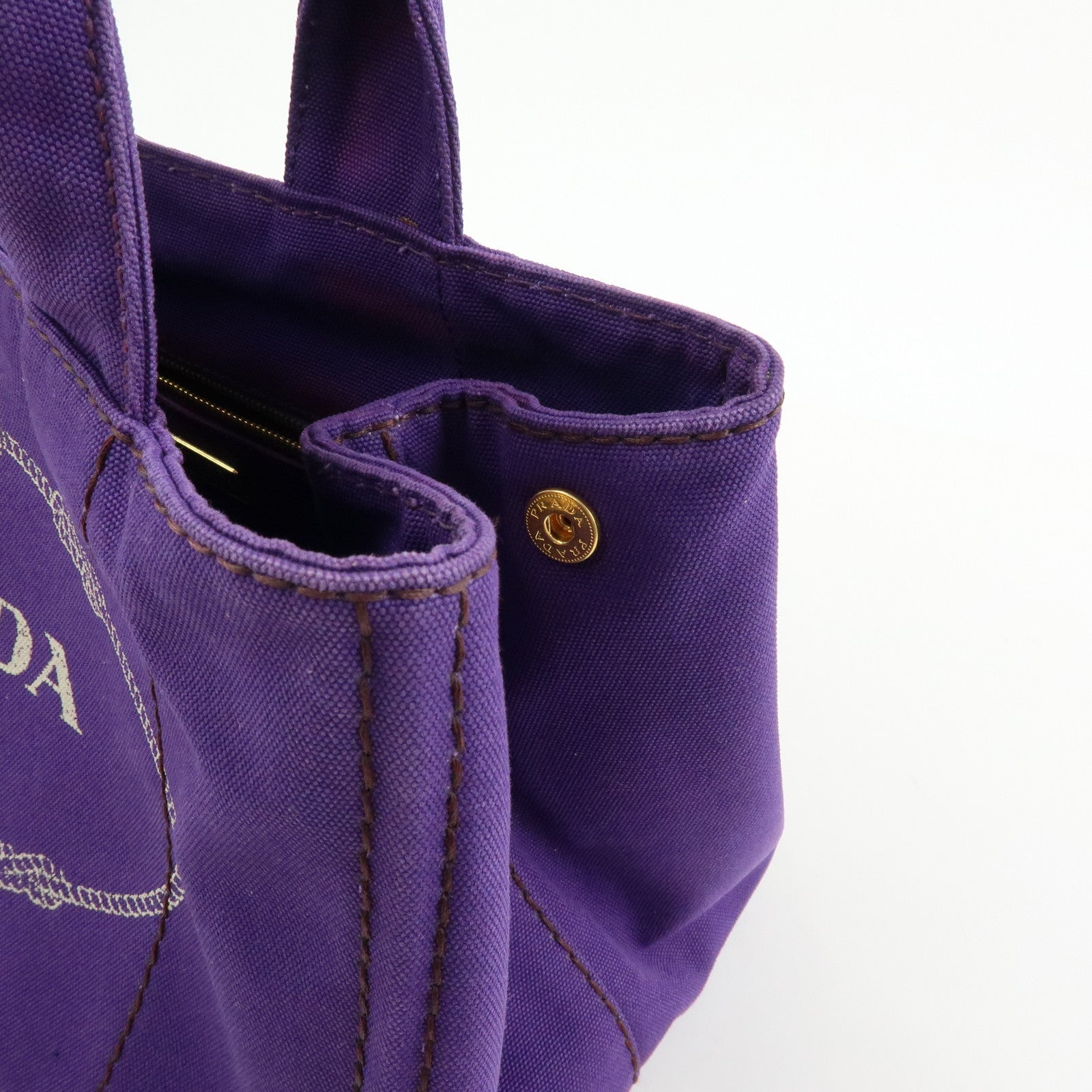 PRADA Canapa Triangle Logo Canvas Tote Bag Hand Bag Purple B1877B