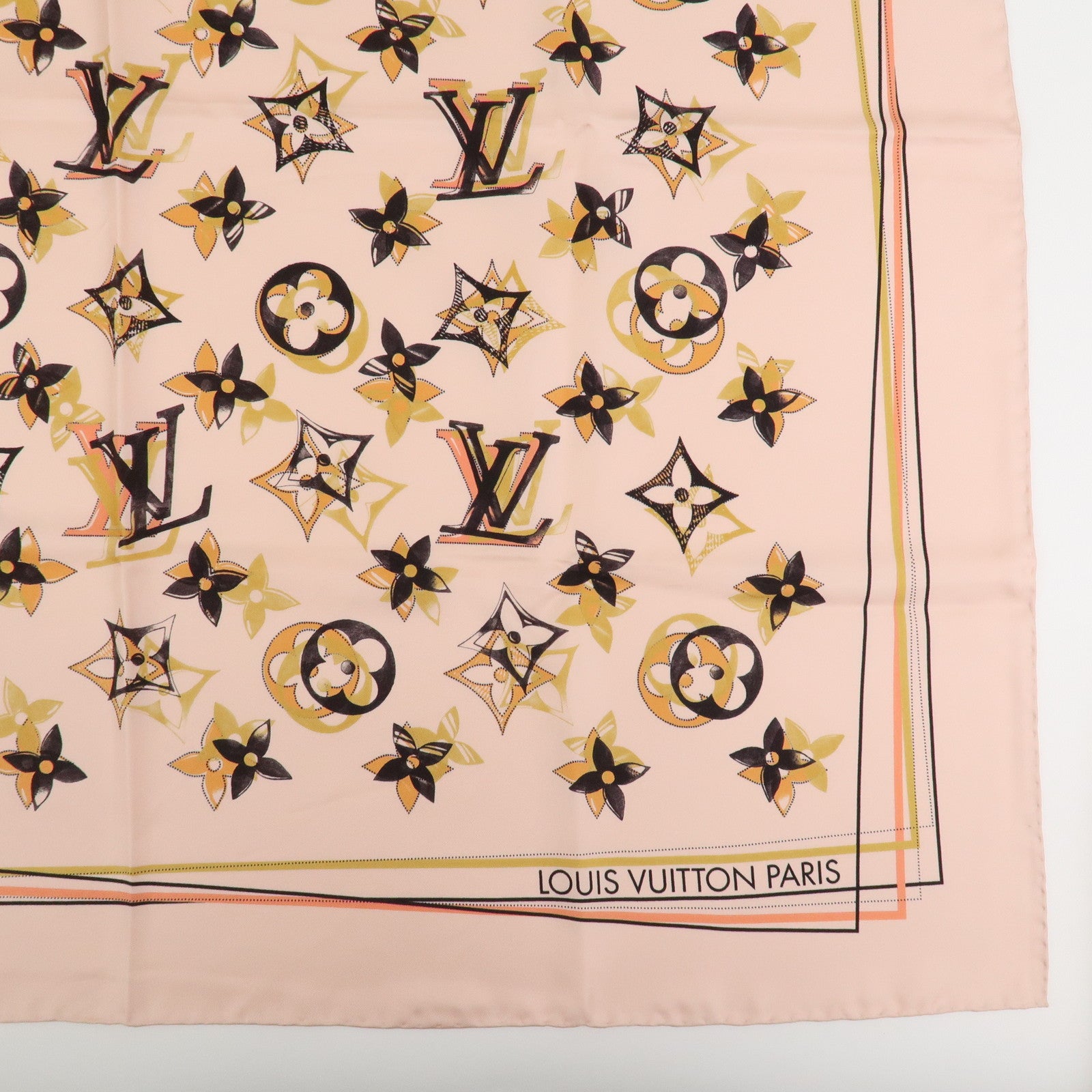 Louis Vuitton Monogram Silk 100% Scarf Pink Ｍ79267