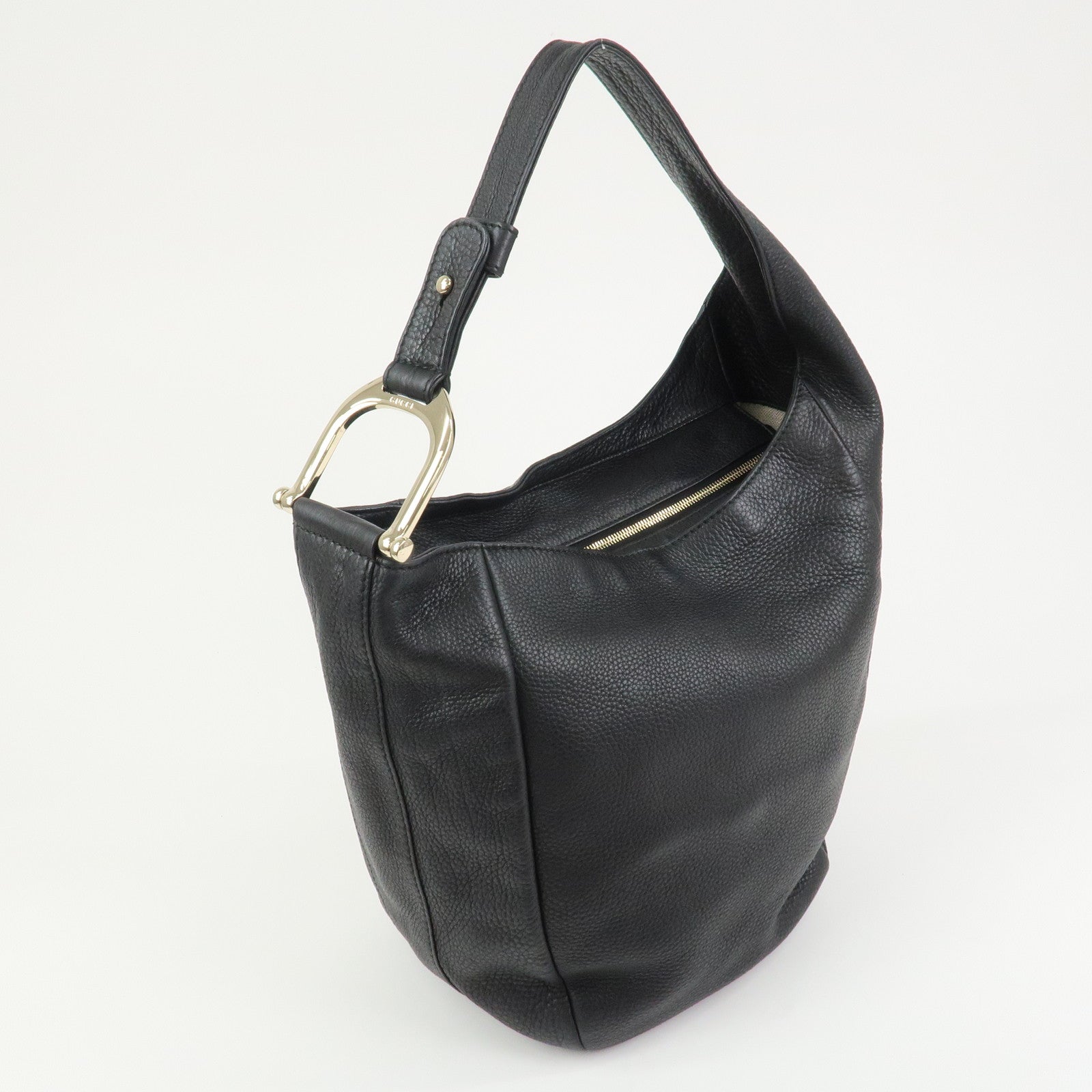 GUCCI Greenwich Logo Leather Shoulder Bag Hand Bag Black 257050