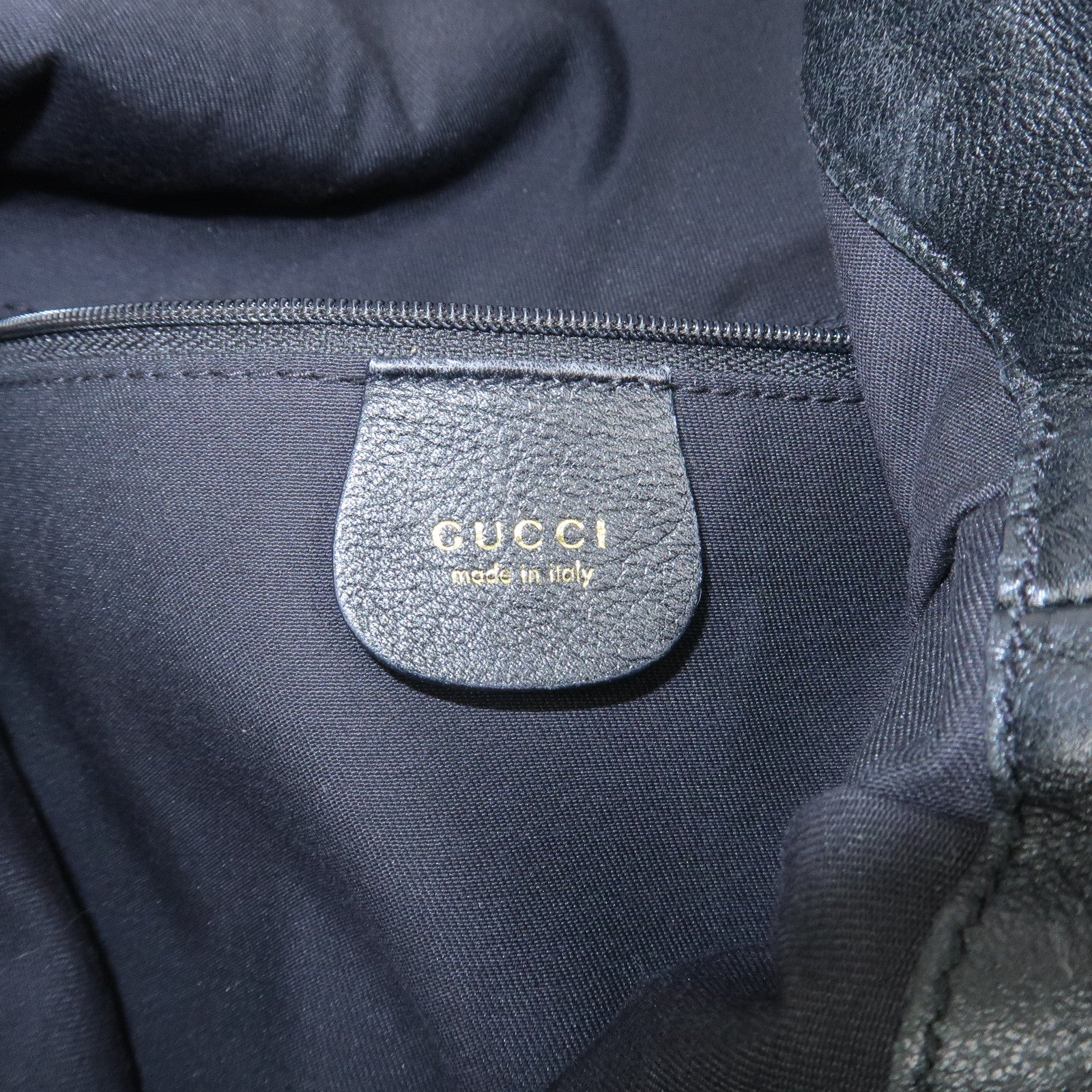 GUCCI Bamboo Leather 2Way Hand Bag Shoulder Bag Black 001郢晢ｽｻ2852
