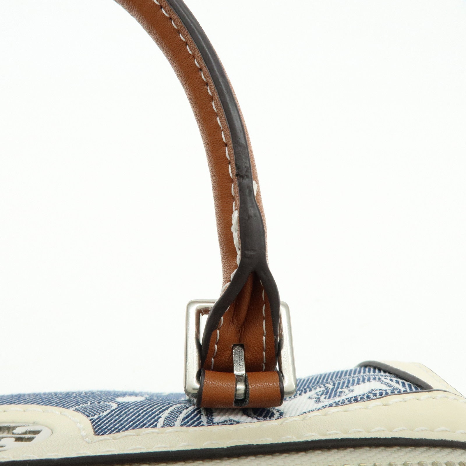 TORY BURCH T Monogram Canvas Leather 2Way Hand Shoulder Bag Blue