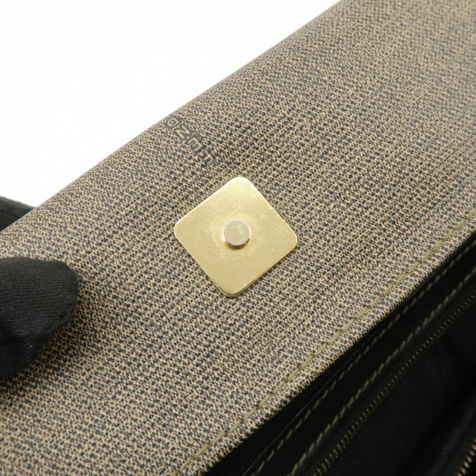 FENDI 1925 ROMA ITALY PVC Leather Tote Bag Brown Black 45426000