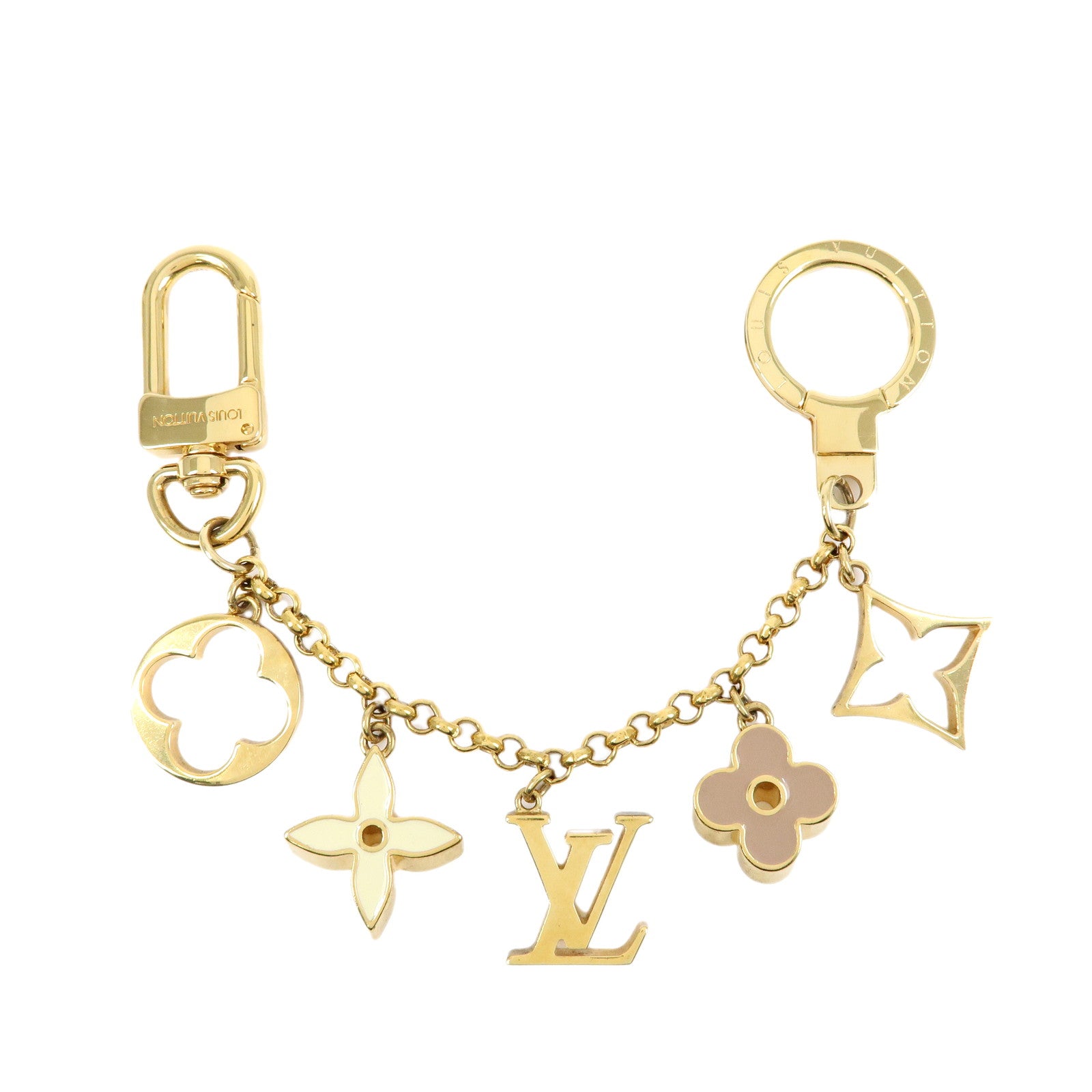 Louis Vuitton Fleur de Monogram Bag Charm Key Chain Gold M65111