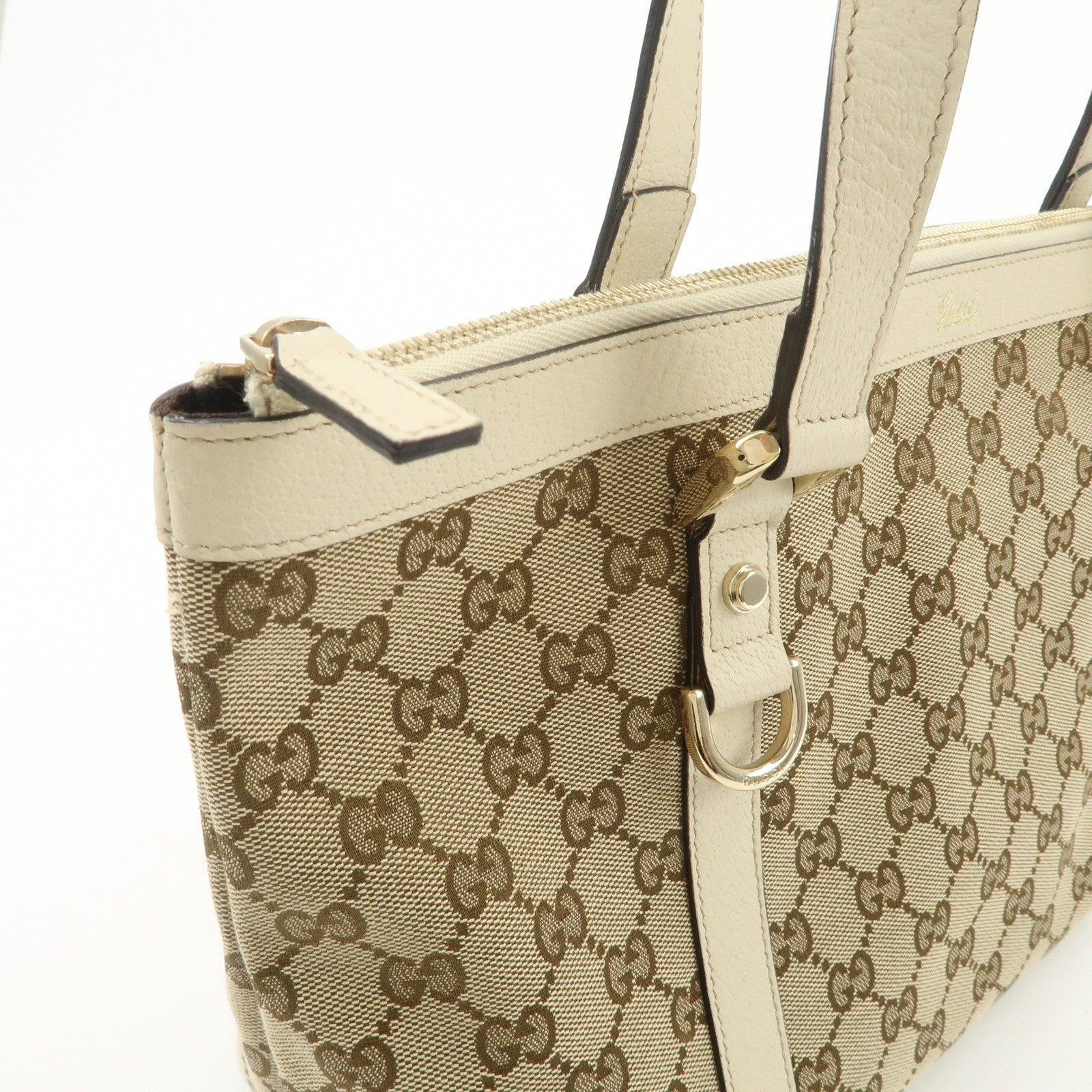 GUCCI Abbey GG Canvas Leather Tote Bag Shoulder Bag Brown 141470