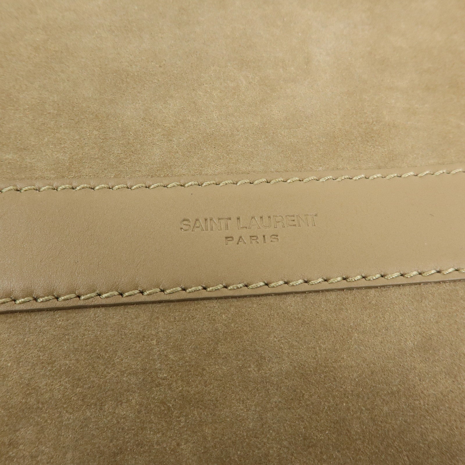 SAINT LAURENT PARIS Suede Leather Shoulder Crossbody Bag Beige