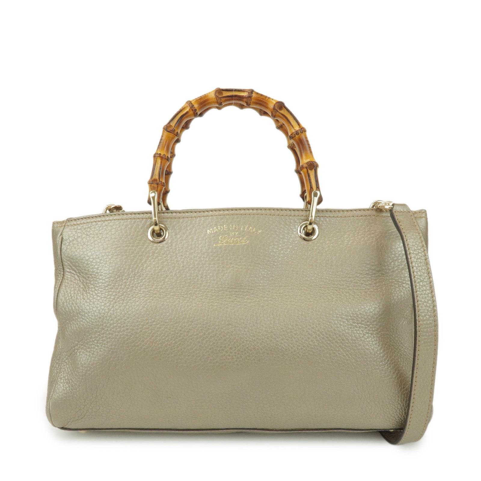 GUCCI Bamboo Shopper Medium 2Way Bag Shoulder Bag Gold 323660