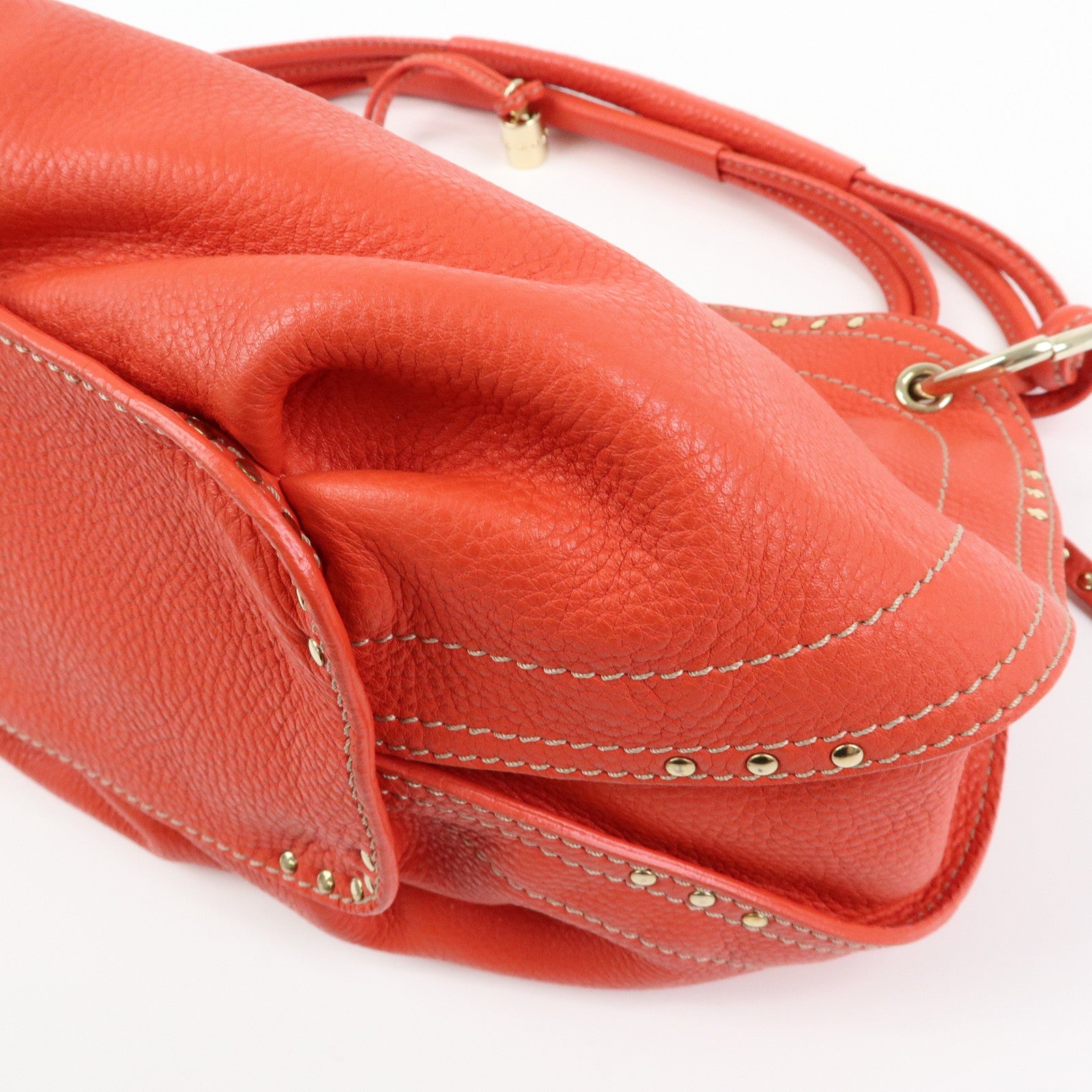 CELINE Bittersweet Leather Shoulder Bag Hand Bag Tote Bag Red
