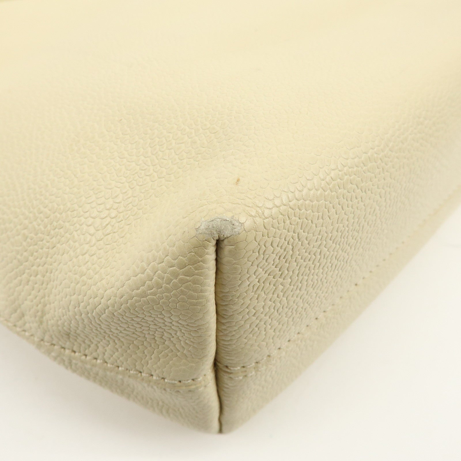 CHANEL COCO Mark Caviarskin Tote Bag Shoulder Bag Ivory