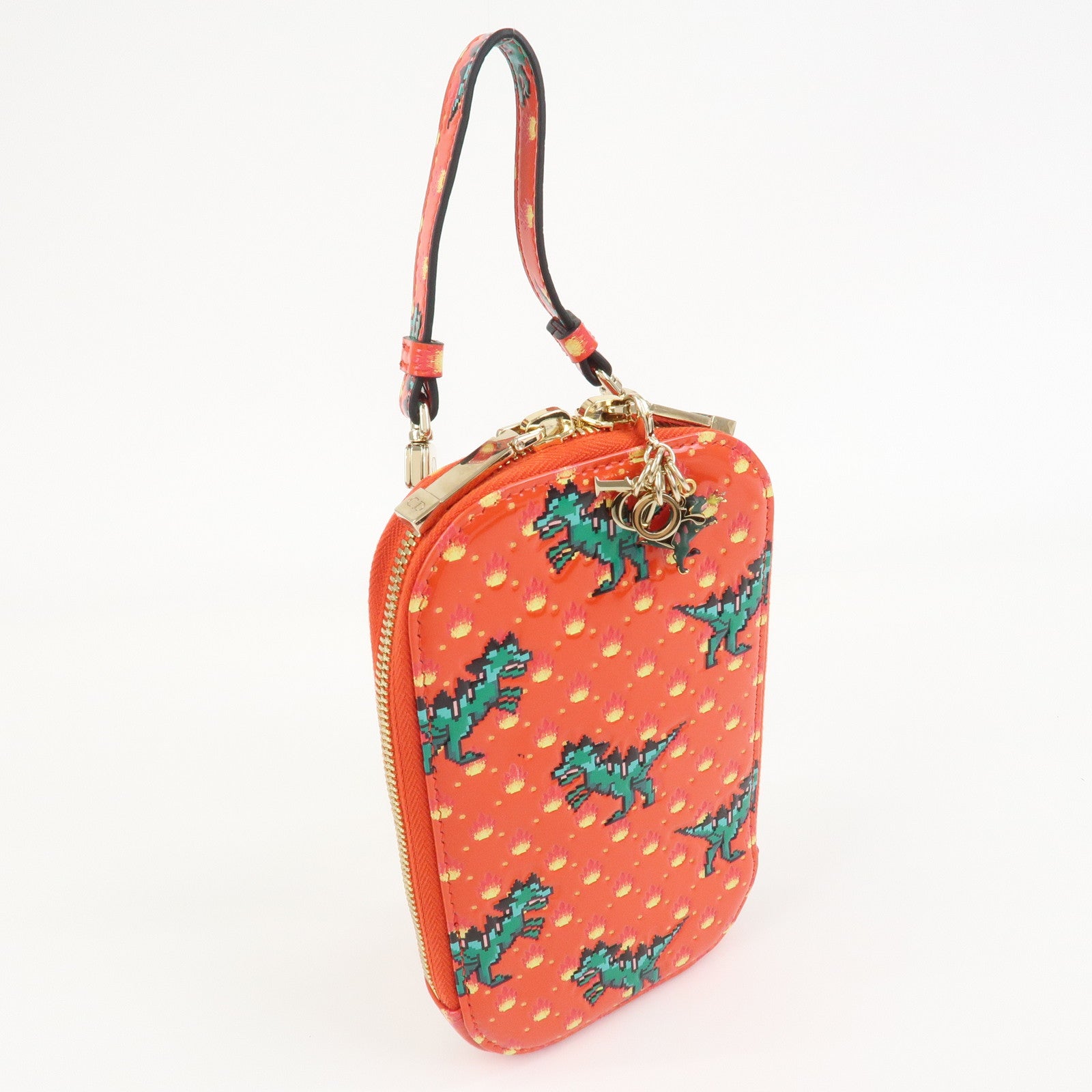 Christian Dior Dinosaur Motif Patent Leather Hand Bag Shoulder Bag