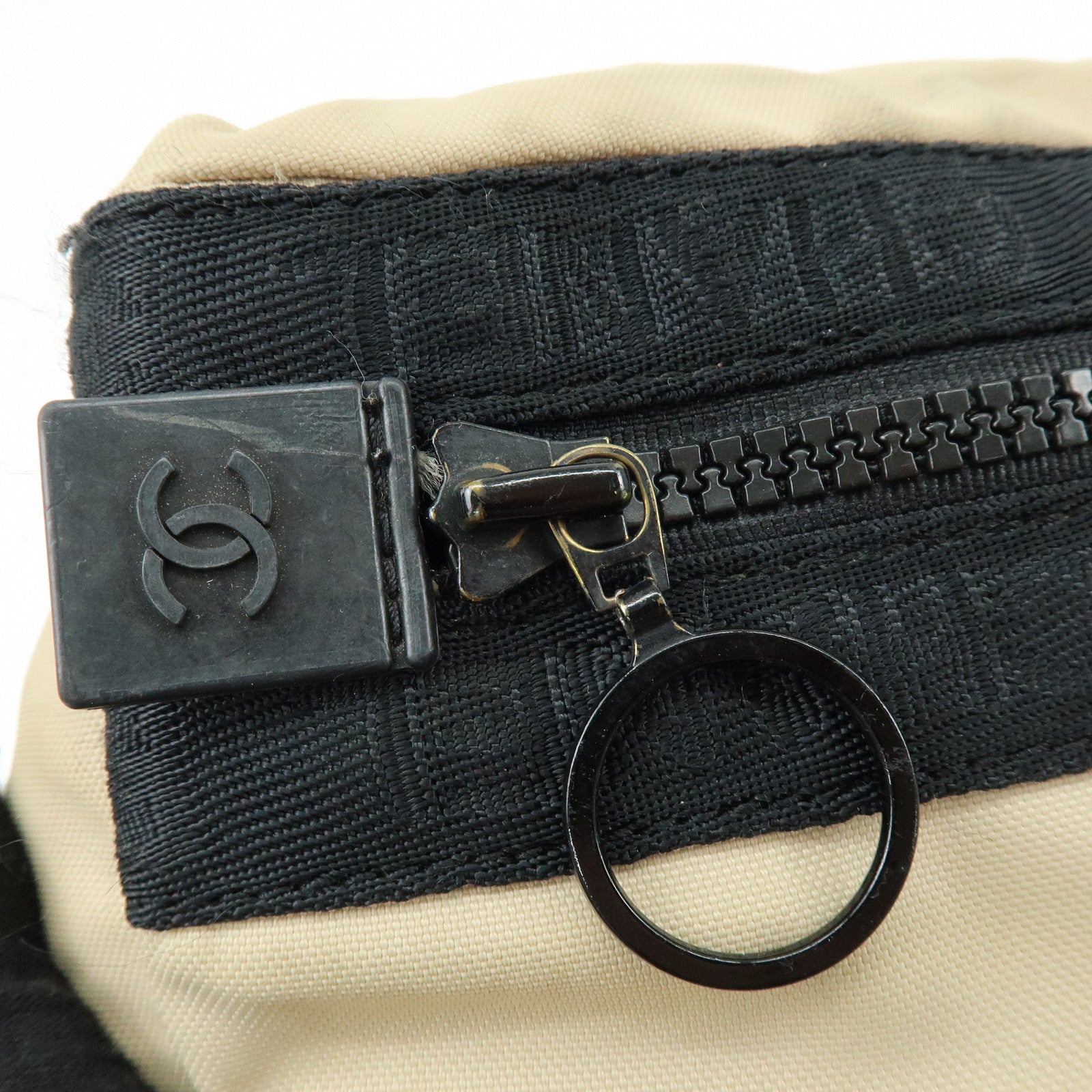 CHANEL Sports Line Nylon Banana Bag Waist Bag Crossbody Bag Beige