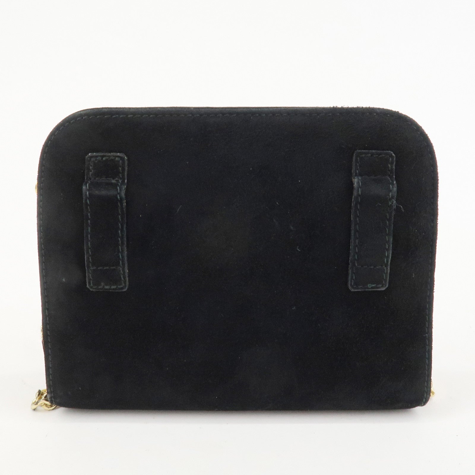 Ferragamo Gancini Suede Leather Chain Shoulder Bag Black