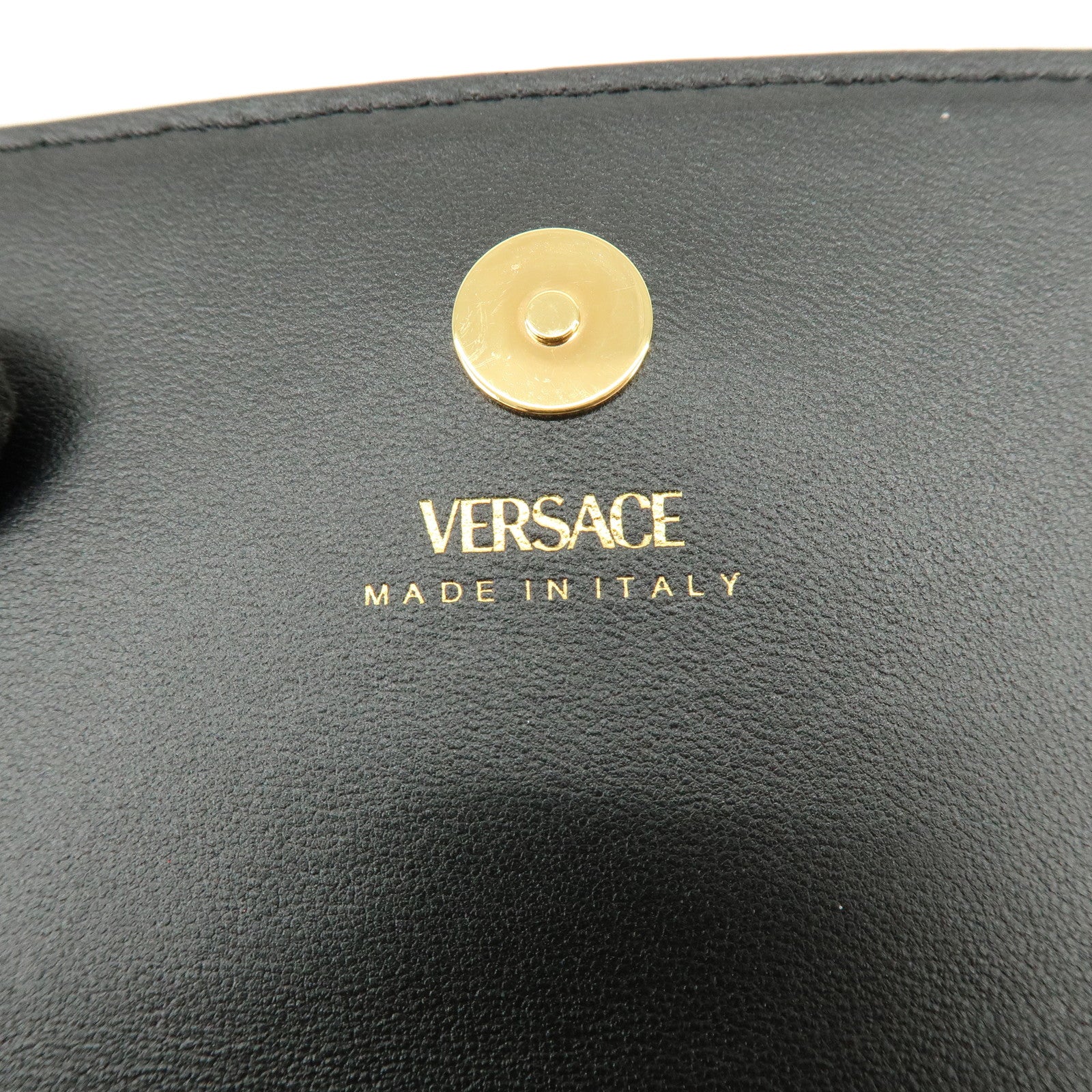 VERSACE Virtus Leather Chain Shoulder Bag Crossbody Bag Black