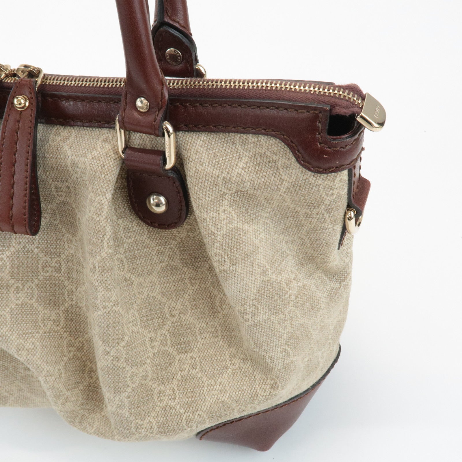 GUCCI Sukey GG Canvas Leather 2Way Bag Hand Bag Beige Brown 247902 Used