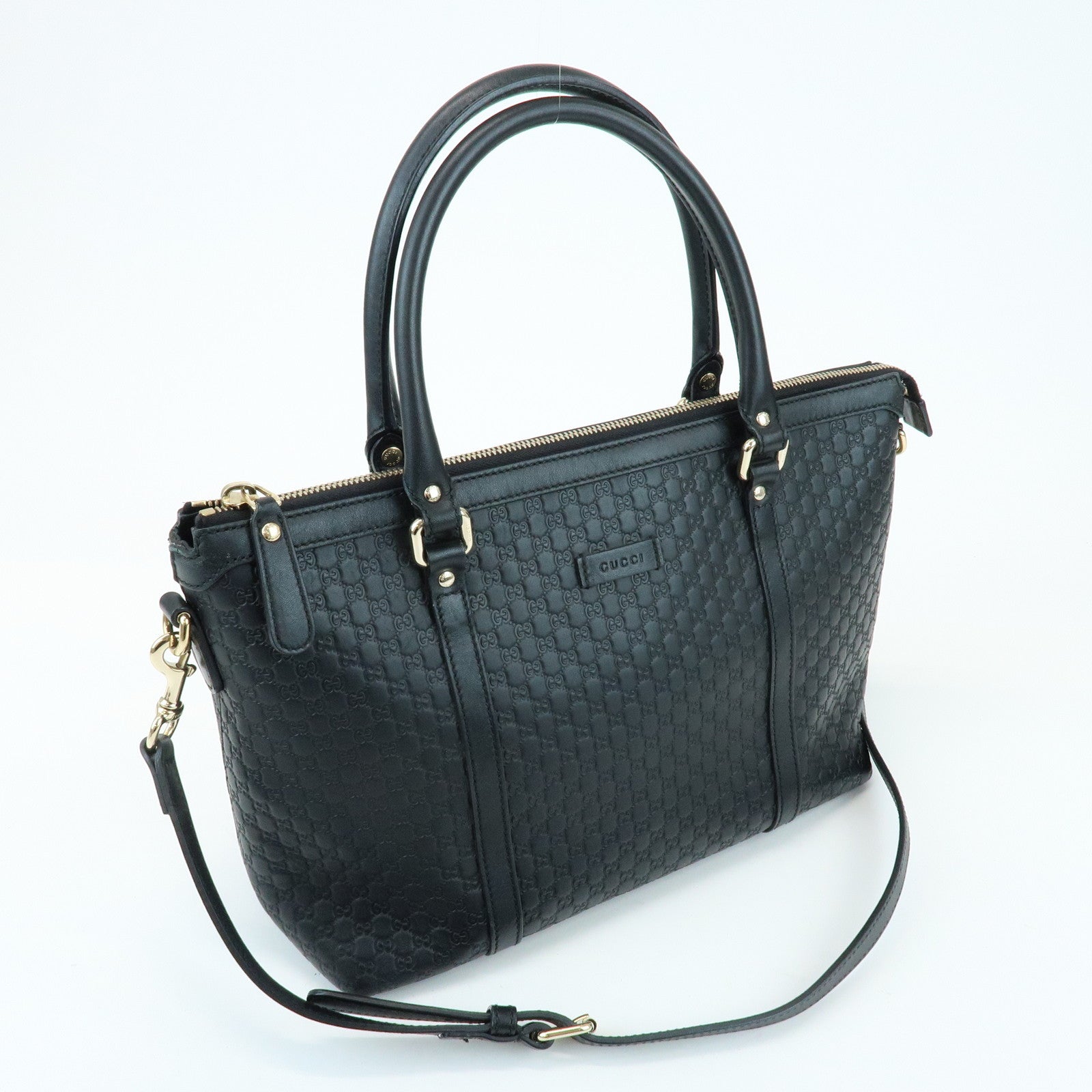 GUCCI Guccissima Leather 2Way Bag Hand Bag Tote Bag Black 449656