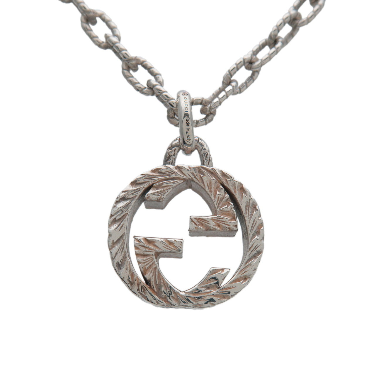 GUCCI Interlocking G Arabesque Chain Necklace SV925 Silver