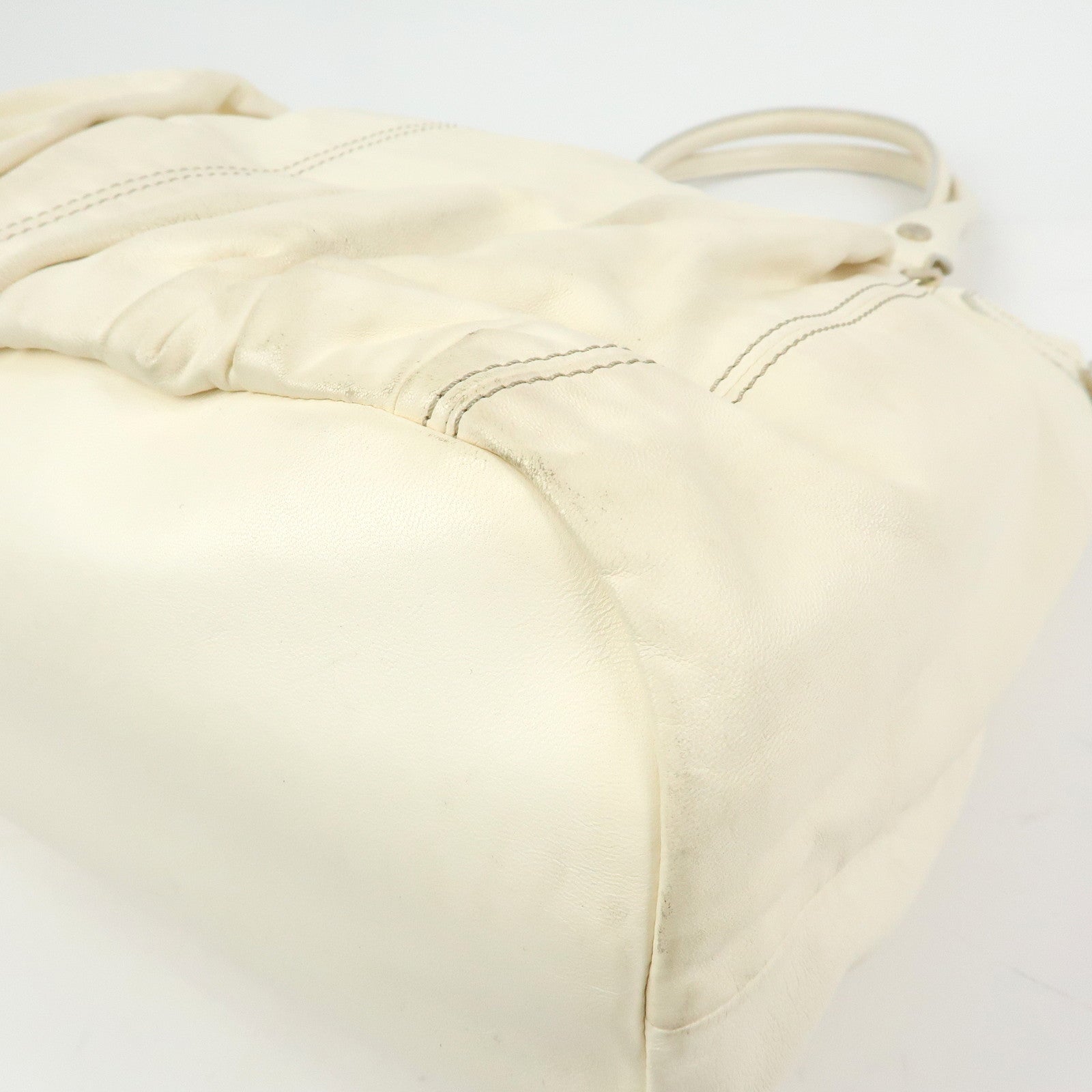 CELINE Leather Pillow Bag Tote Bag Shoulder Bag White