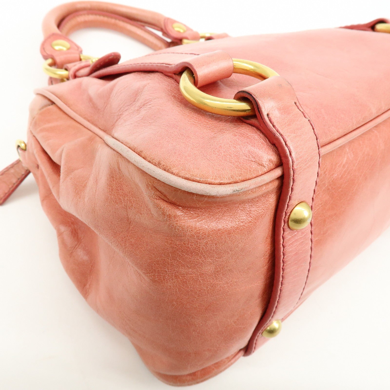 MIU MIU Leather 2Way Bag Hand Bag Shoulder Bag Pink