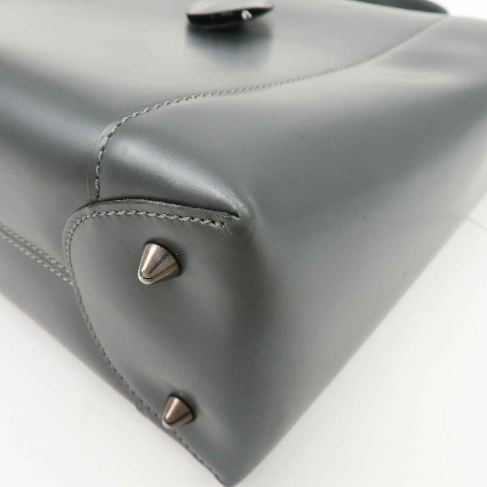 Christian Dior Maris Pearl Logo Leather Hand Bag Gray