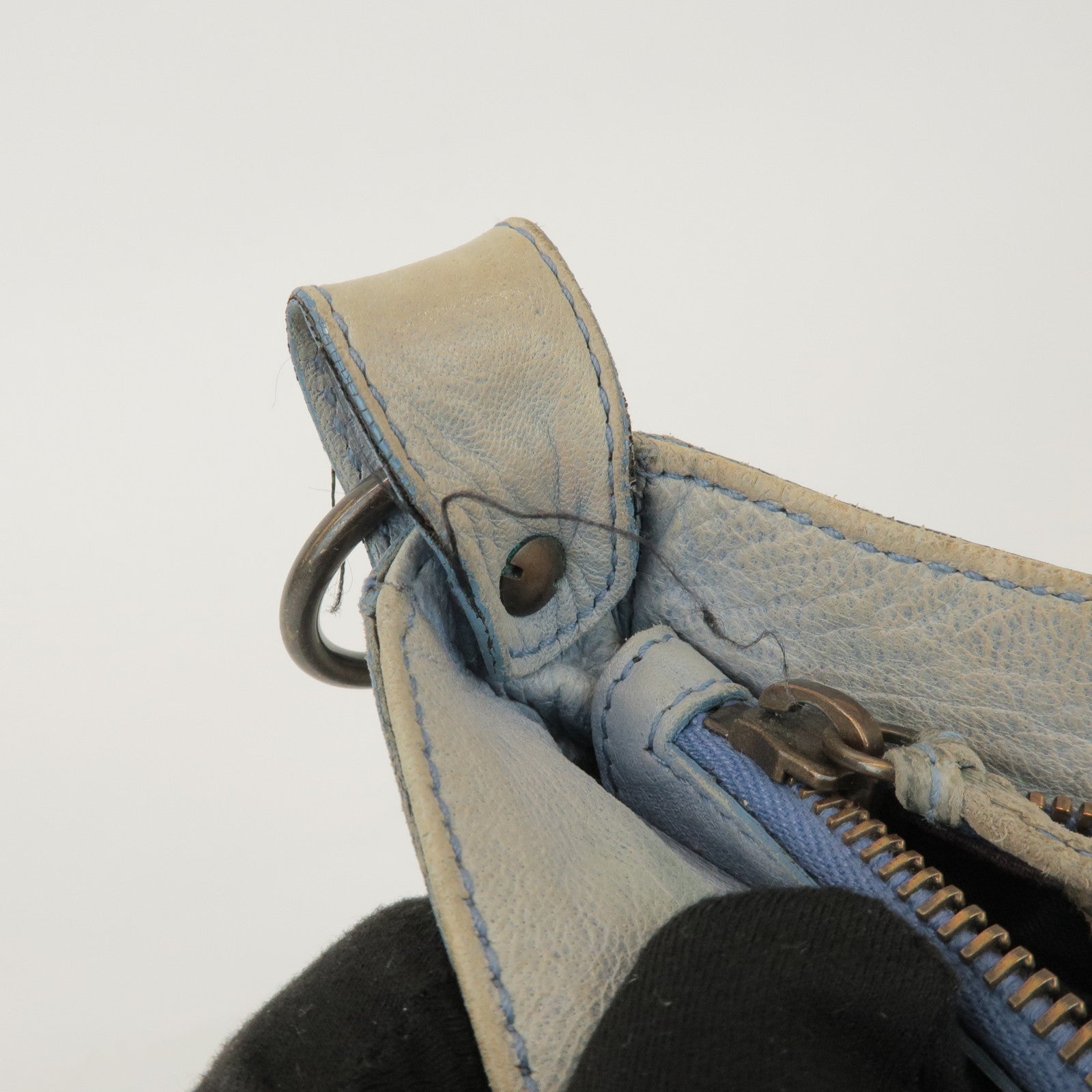 BALENCIAGA The Hip Leather Shoulder Crossbody Bag Light Blue 242803