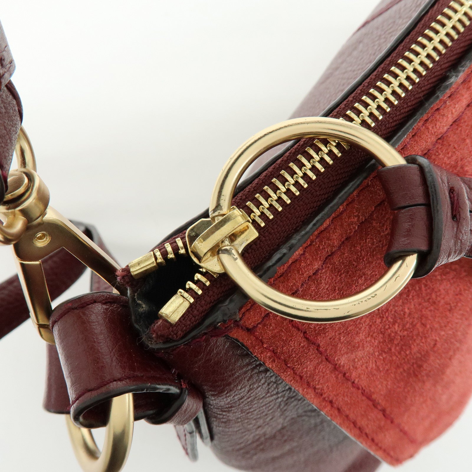 Chloe See By Chloe Joan Suede Leather 2Way Shoulder Bag Bordeaux