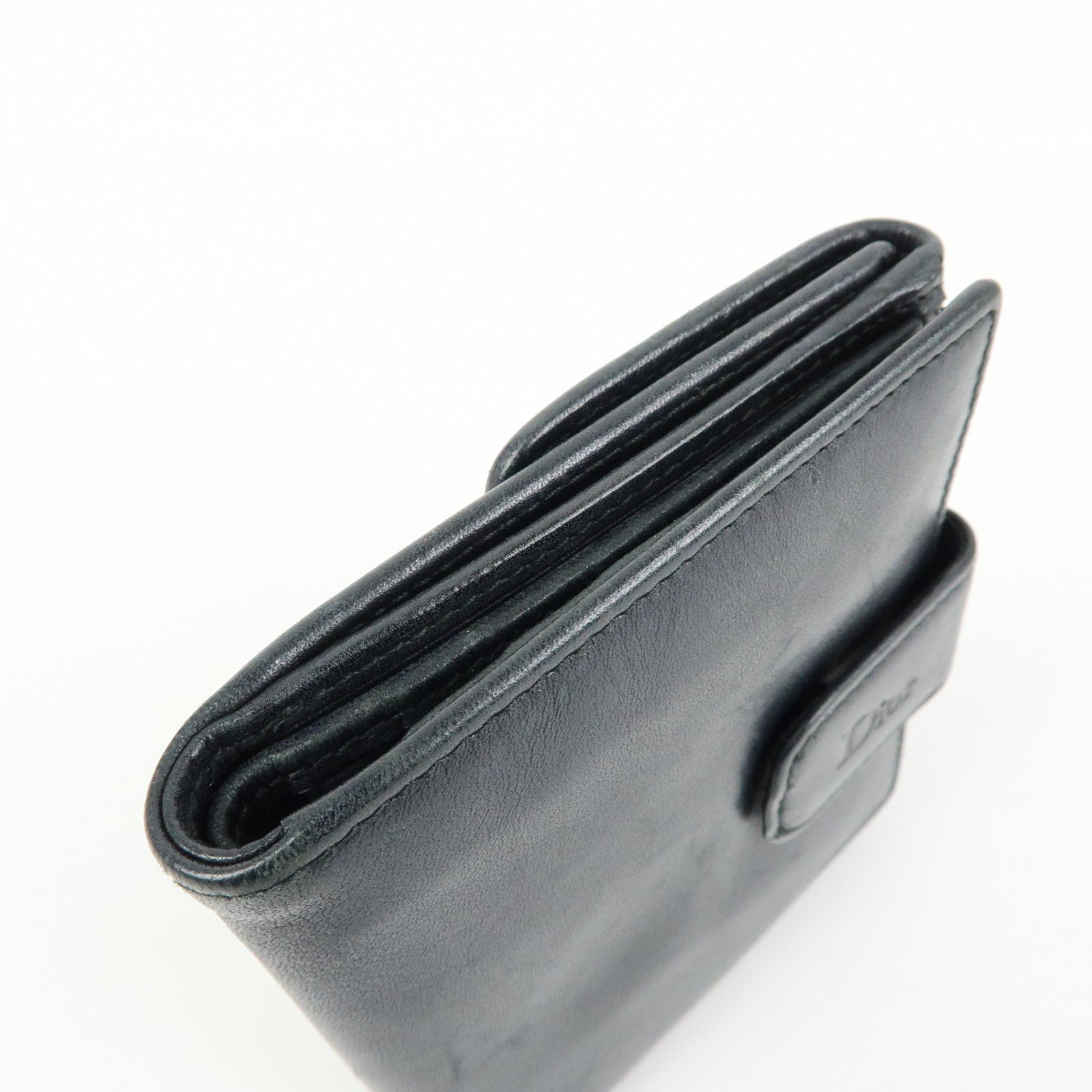 Christian Dior Cannage Lamb Skin Bi-fold Compact Wallet Black