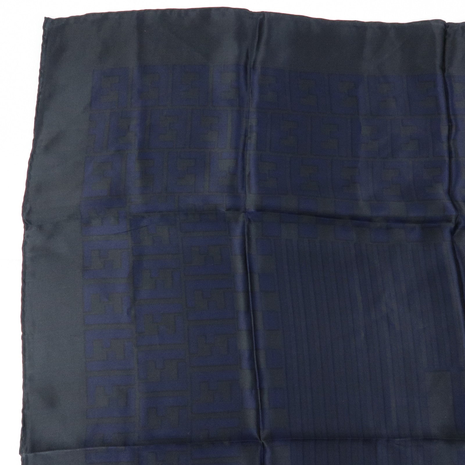 FENDI Zucca Silk 100% Scarf Navy Black