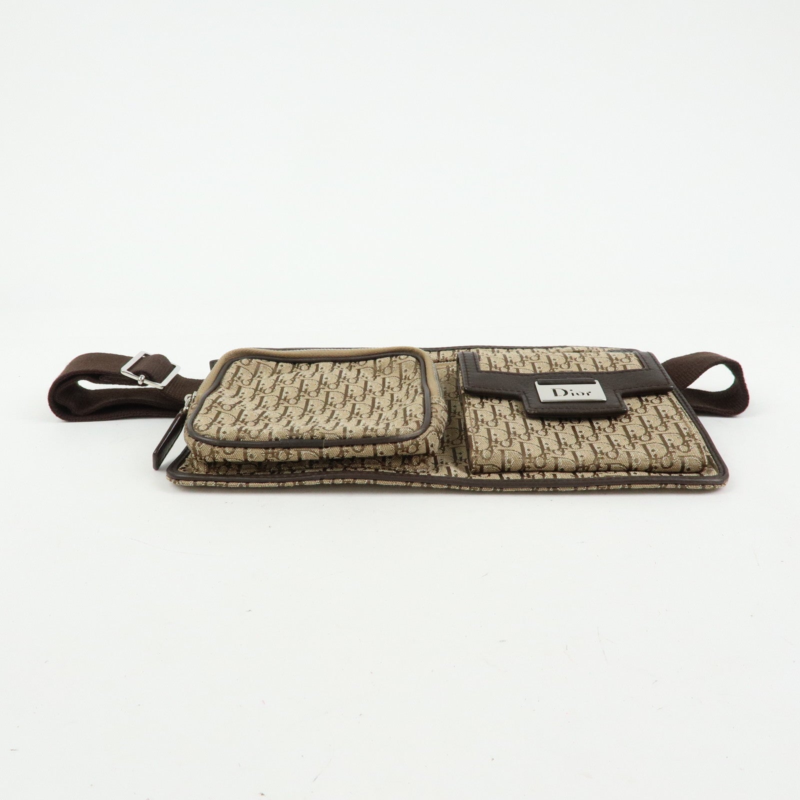 Christian Dior Trotter Street Chic Canvas Leather Waist Bag Brown