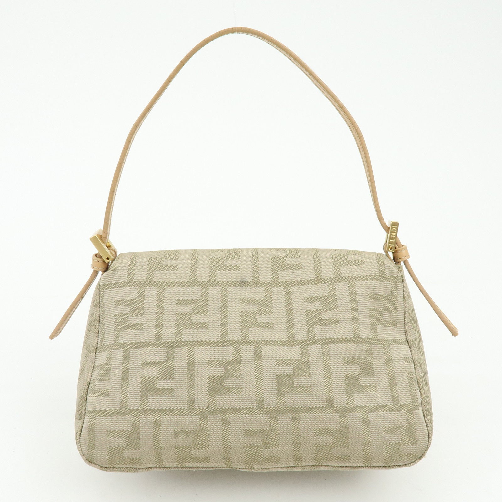 FENDI Zucca Canvas Leather Hand Bag Beige 8BR180