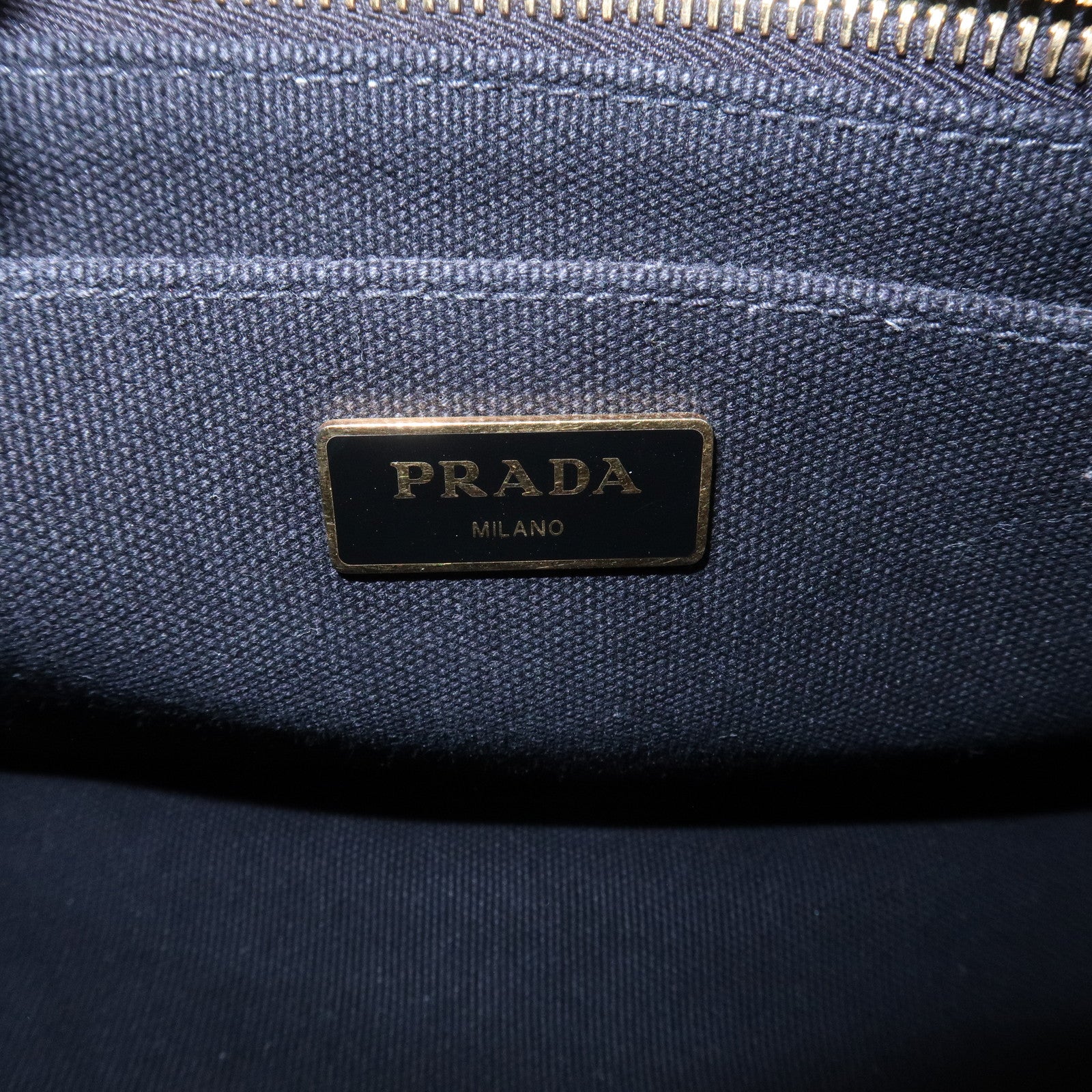 PRADA Canapa Mini Triangle Logo Canvas 2Way Hand Bag Black 1BG439