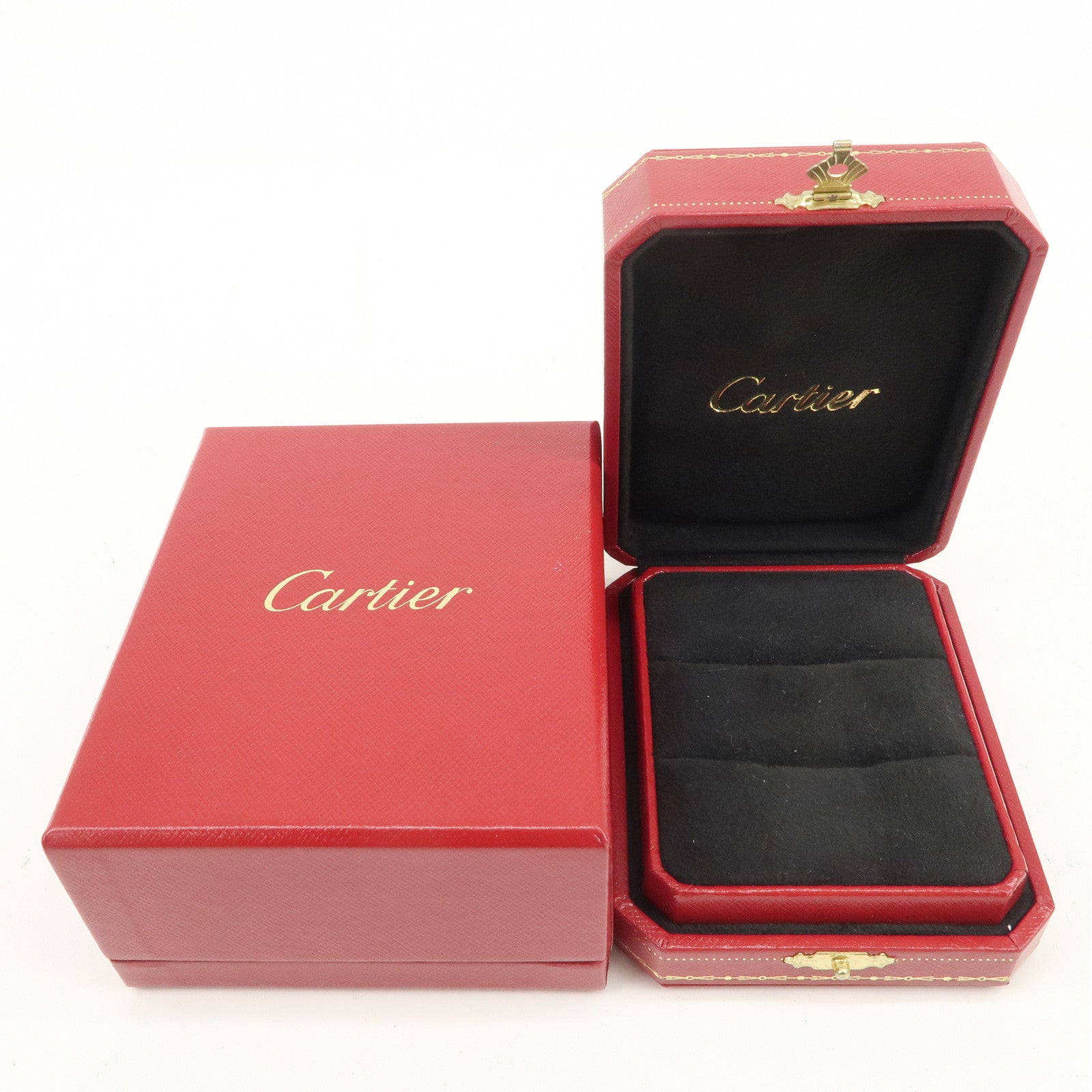 Cartier Set of 2 Pair Jewelry Box Ring Box Display Box Red