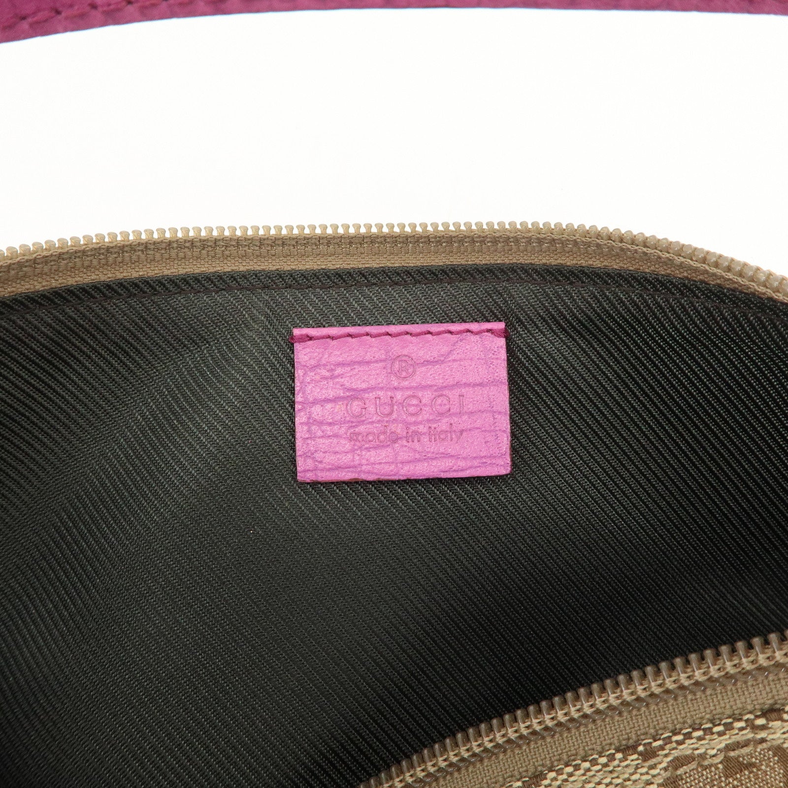 GUCCI Boat Bag Sherry GG Canvas Leather Hand Bag Pouch Brown 141809