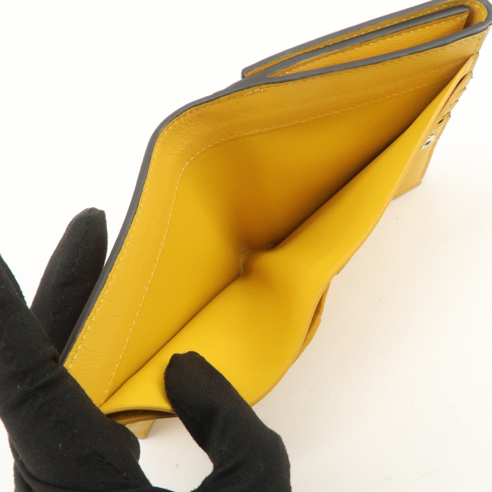 FENDI Peekaboo Leather Bi-fold Compact Wallet Pink Yellow 8M0438