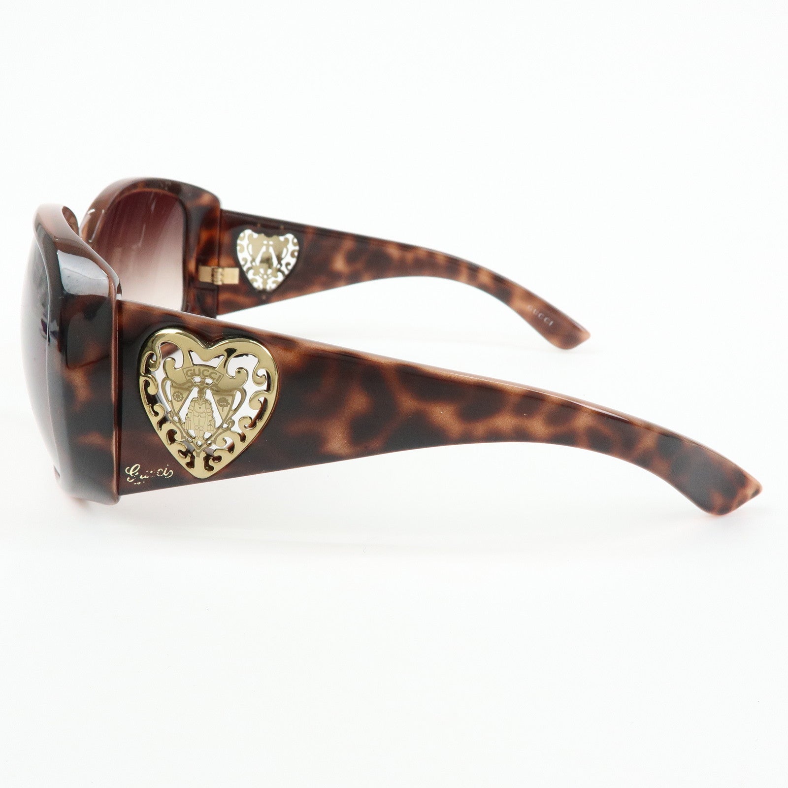 GUCCI Crest Plastic Sunglasses Heart Brown GG3067